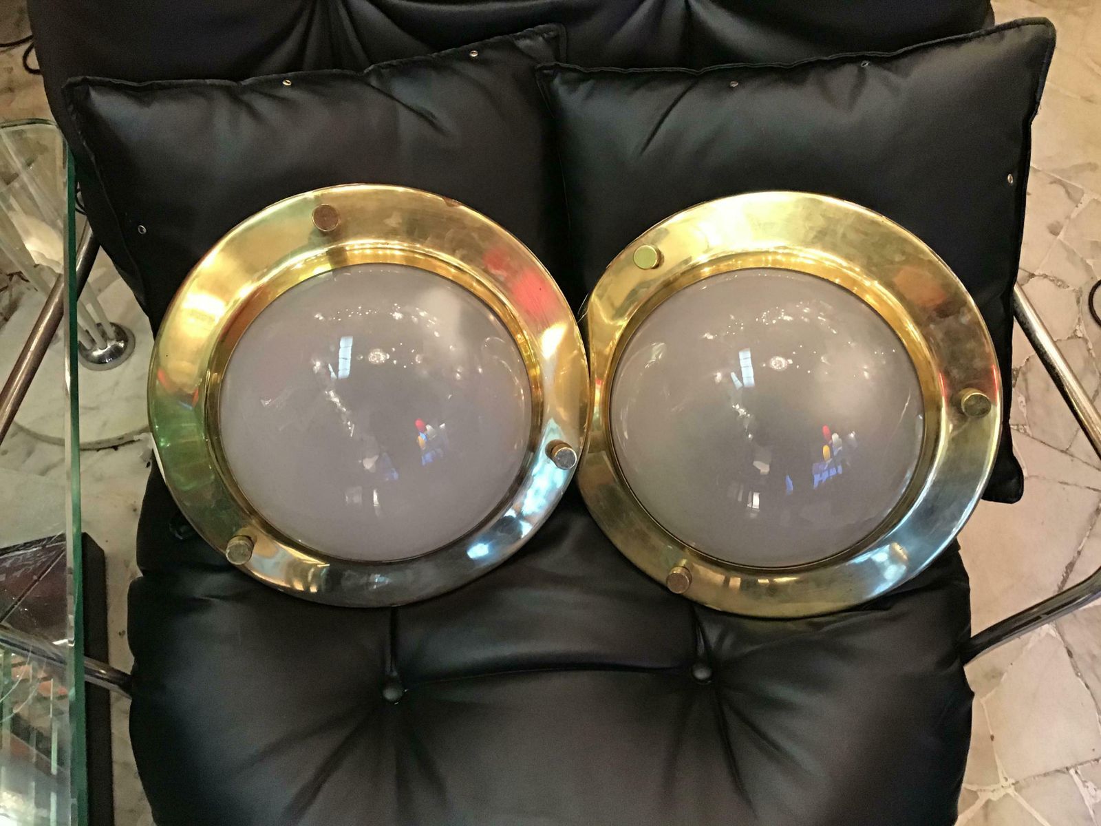 Luigi Caccia Dominioni "Lps6" Tommi 1956 Brass Glass Ceiling Lights, Italy photo buy