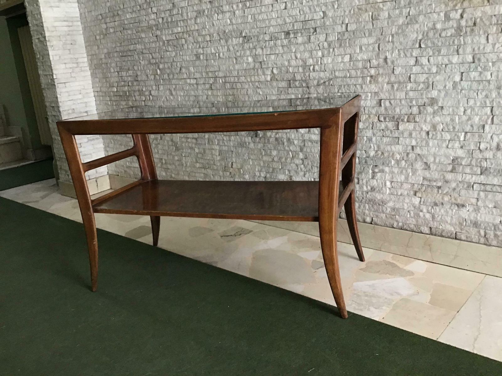 Paolo Buffa Coffee Table Wood Glass 1950, Italy photo for sale