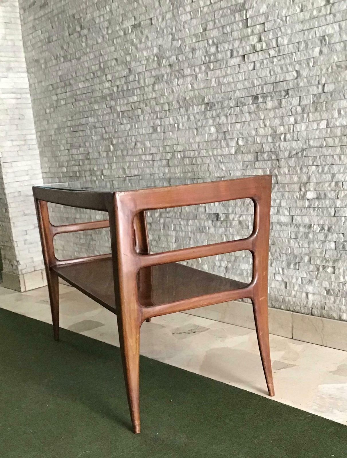 photo for sale Paolo Buffa Coffee Table Wood Glass 1950, Italy
