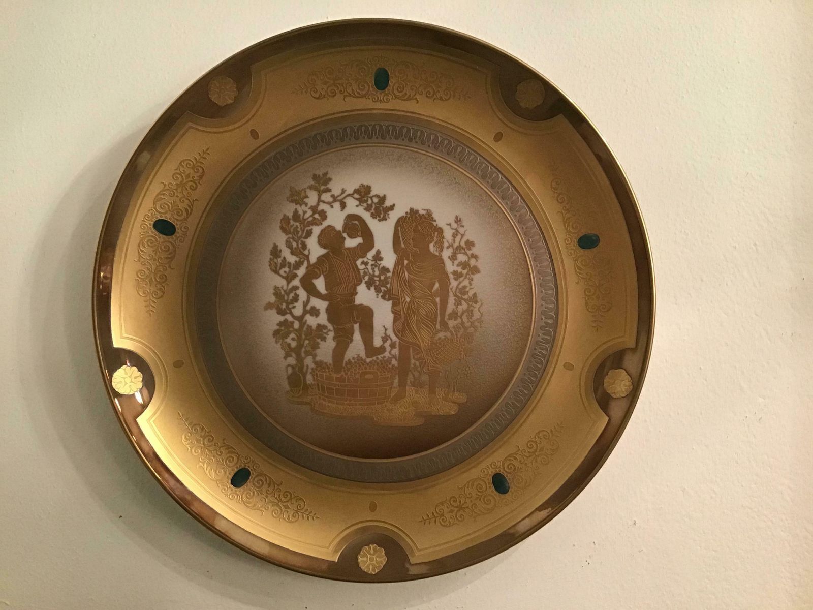 Morbelli Porcelain Wall Plate Gold “ Autunno”, 1960, Italy photo for sale