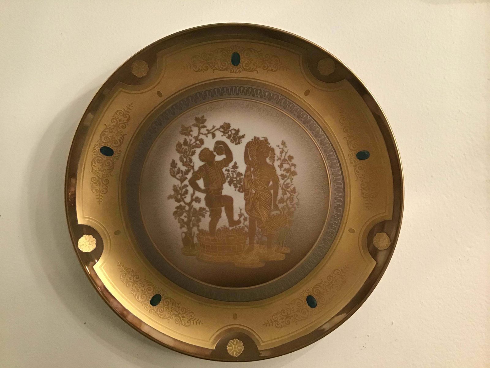 Morbelli Porcelain Wall Plate Gold “ Autunno”, 1960, Italy photo 2621.0