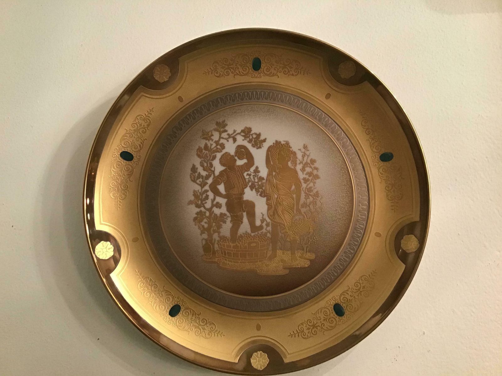 Morbelli Porcelain Wall Plate Gold “ Autunno”, 1960, Italy photo buy