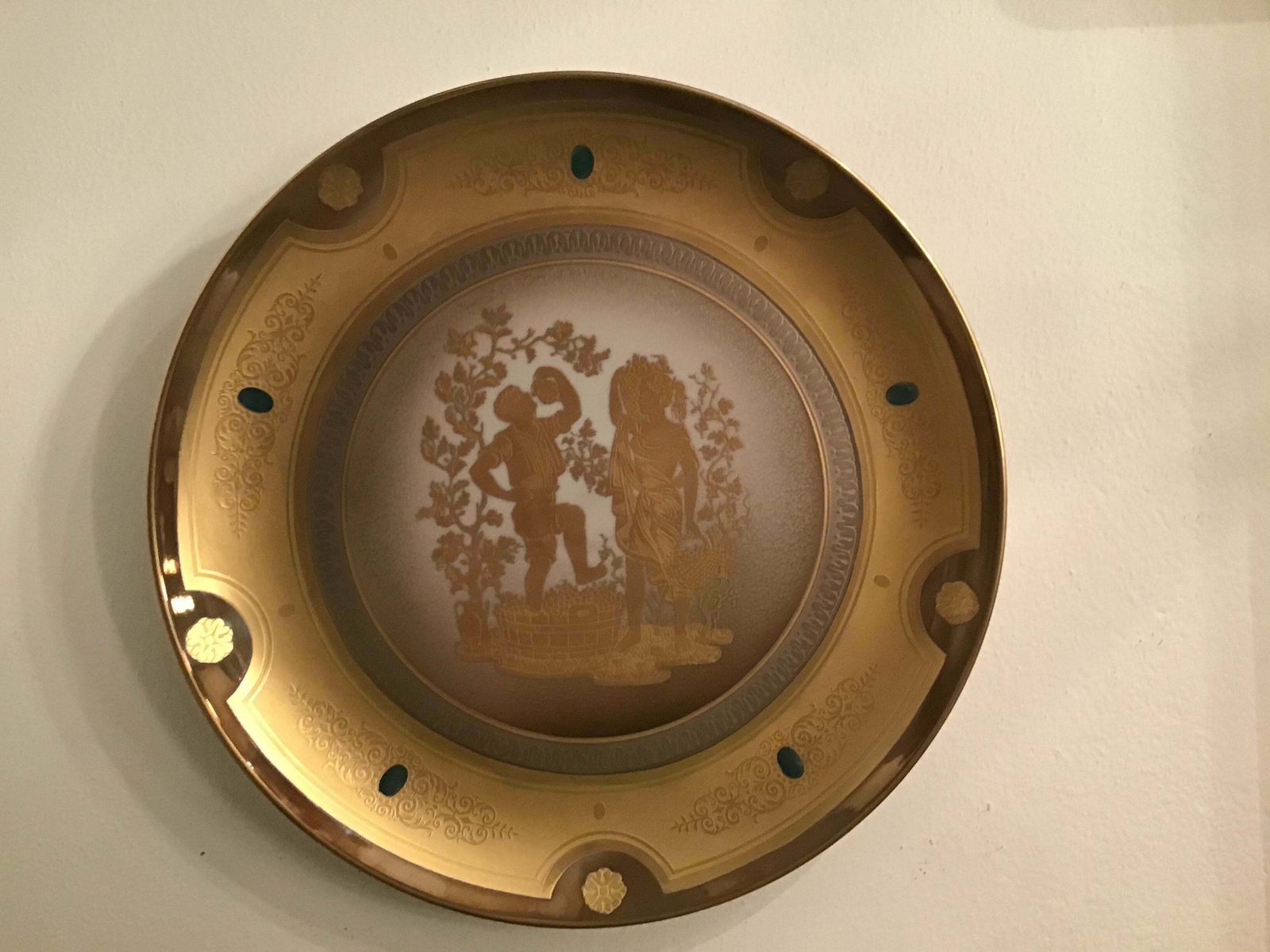 Morbelli Porcelain Wall Plate Gold “ Autunno”, 1960, Italy photo vintage