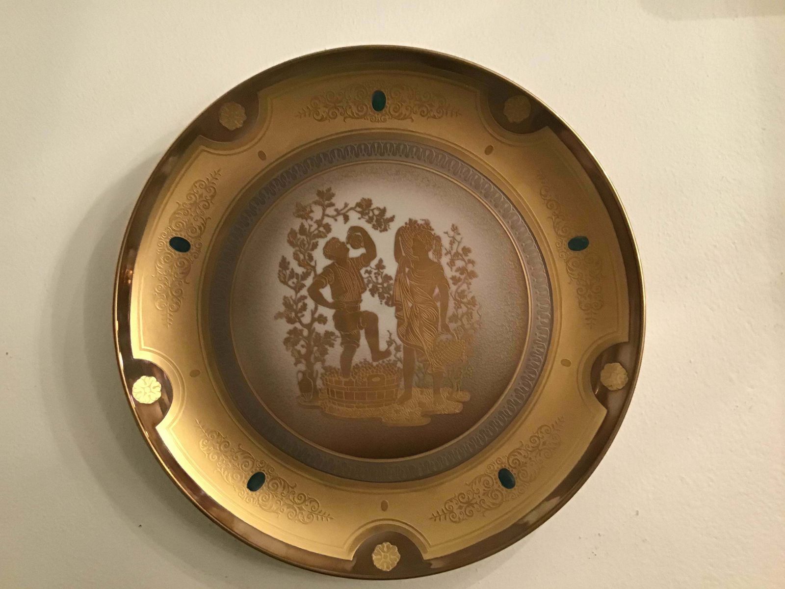 photo furniture Morbelli Porcelain Wall Plate Gold “ Autunno”, 1960, Italy