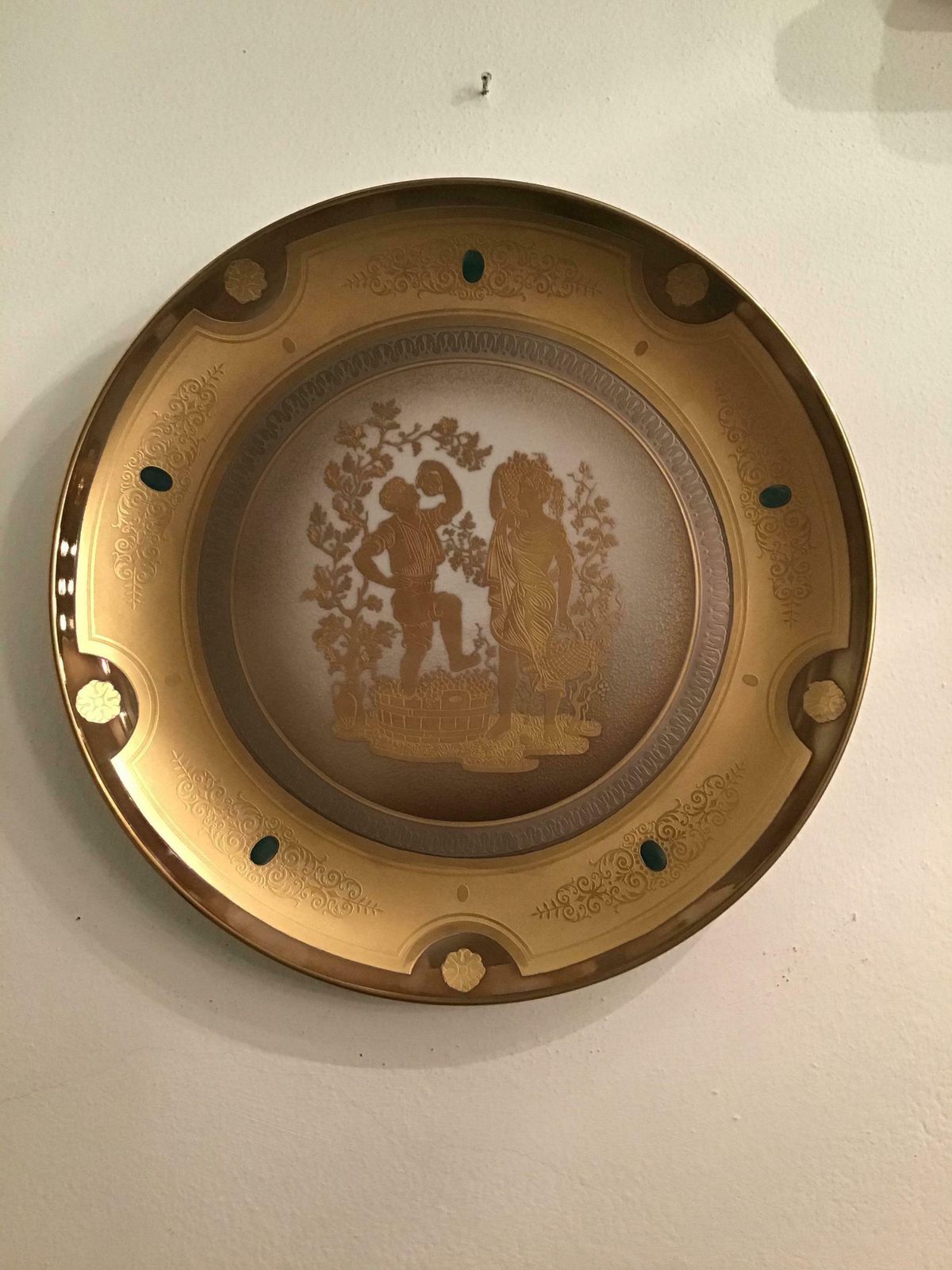 2621.0 Morbelli Porcelain Wall Plate Gold “ Autunno”, 1960, Italy photo