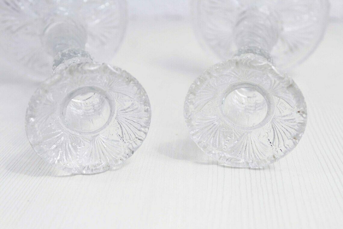 Pair Of Glass Candlesticks In The Art Nouveau Style photo vintage