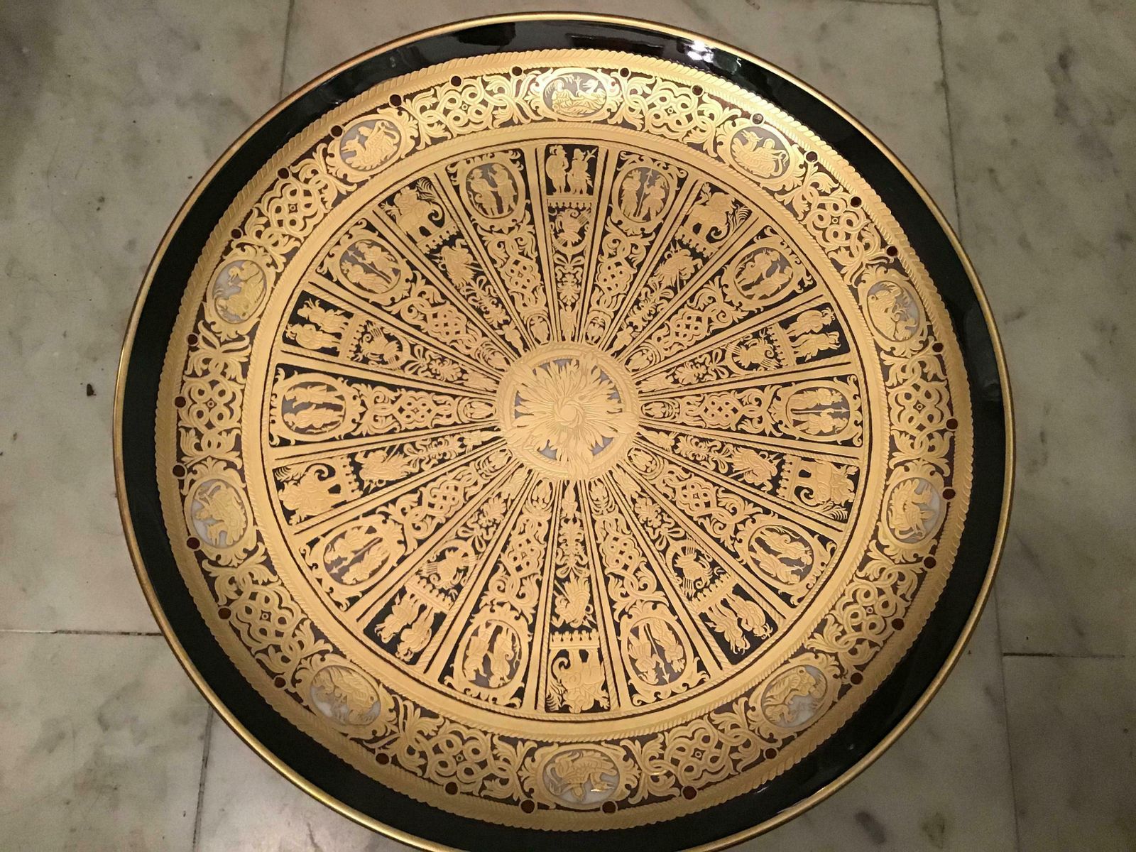 photo buy Morbelli “Brocchiere” Porcelain Wall Plate Pure Gold 1960 Italy