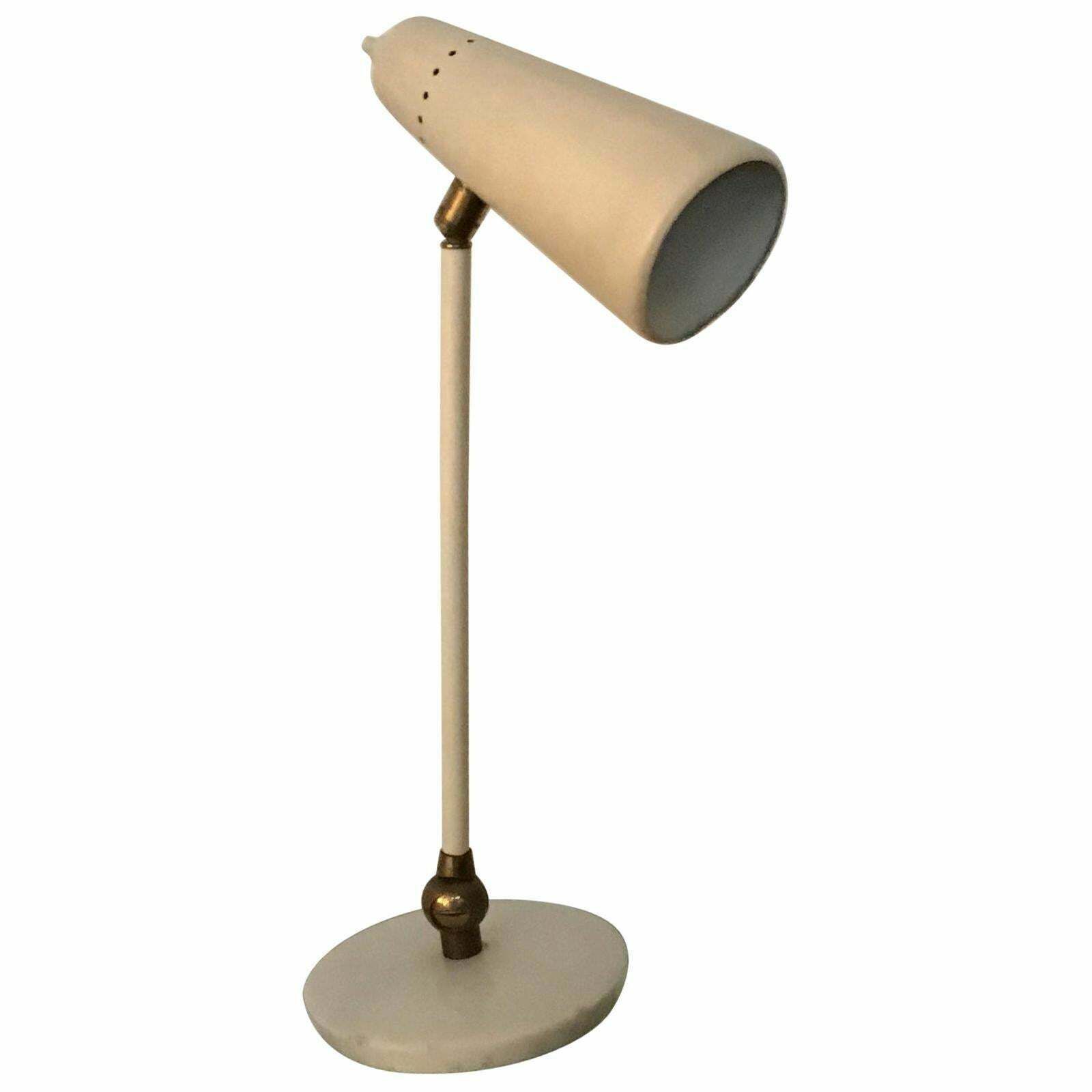 Stilnovo Style Table Lamp Marble Brass Metal 1950 Italy