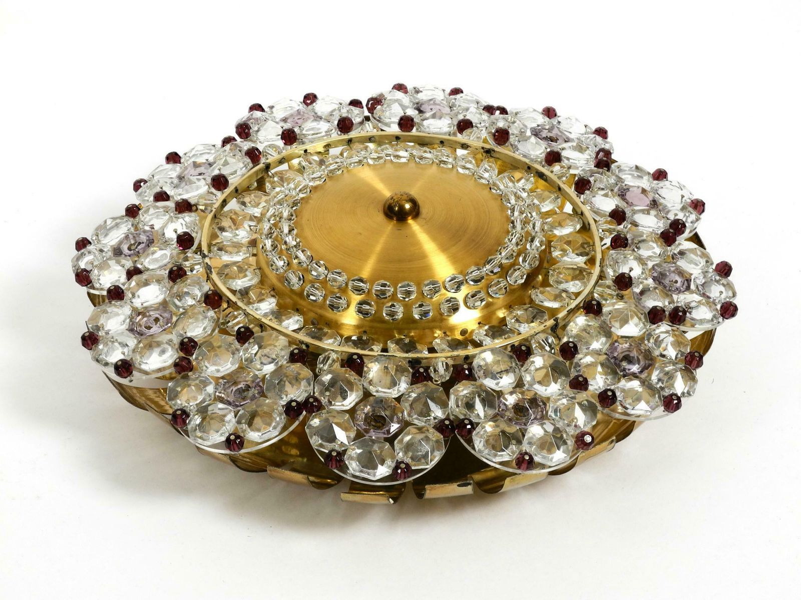 Beautiful Mid Century Modern Ceiling Lamp Made Of Glass Stones And Brass Frame photo furniture