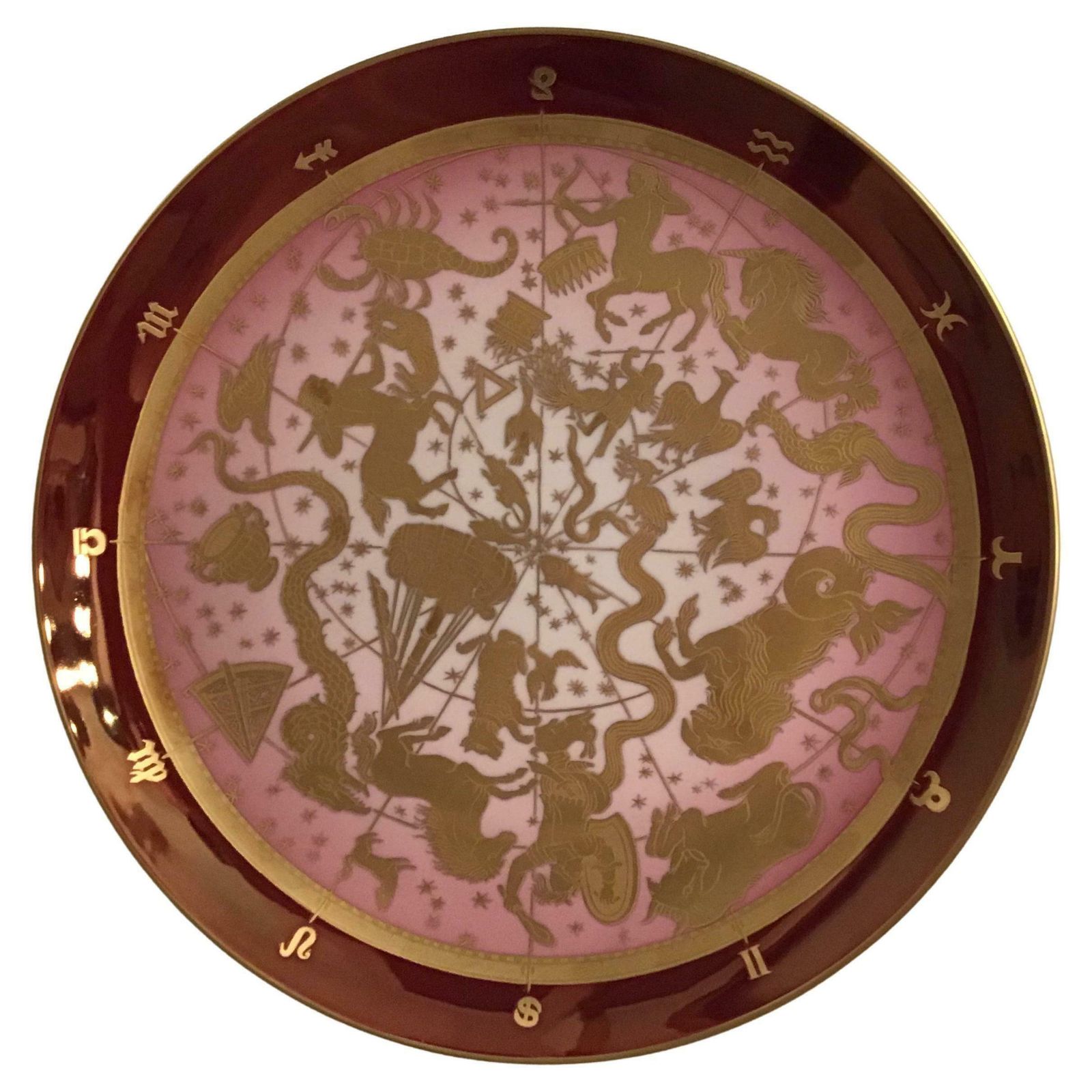 Morbelli Porcelain Wall Plate “Planisfero Celeste“ Worked With Pure Gold 1960 It