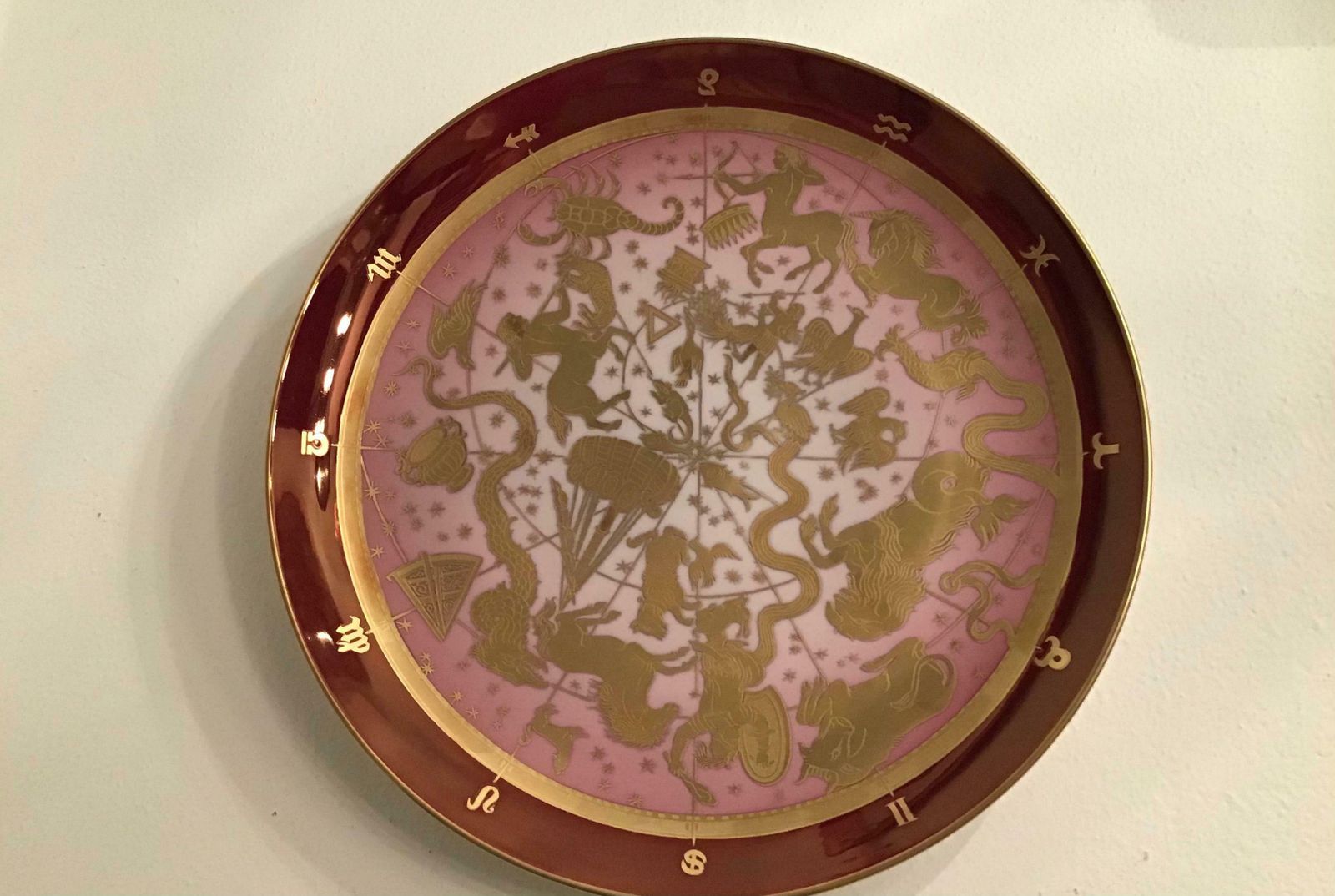 Morbelli Porcelain Wall Plate “Planisfero Celeste“ Worked With Pure Gold 1960 It photo for sale