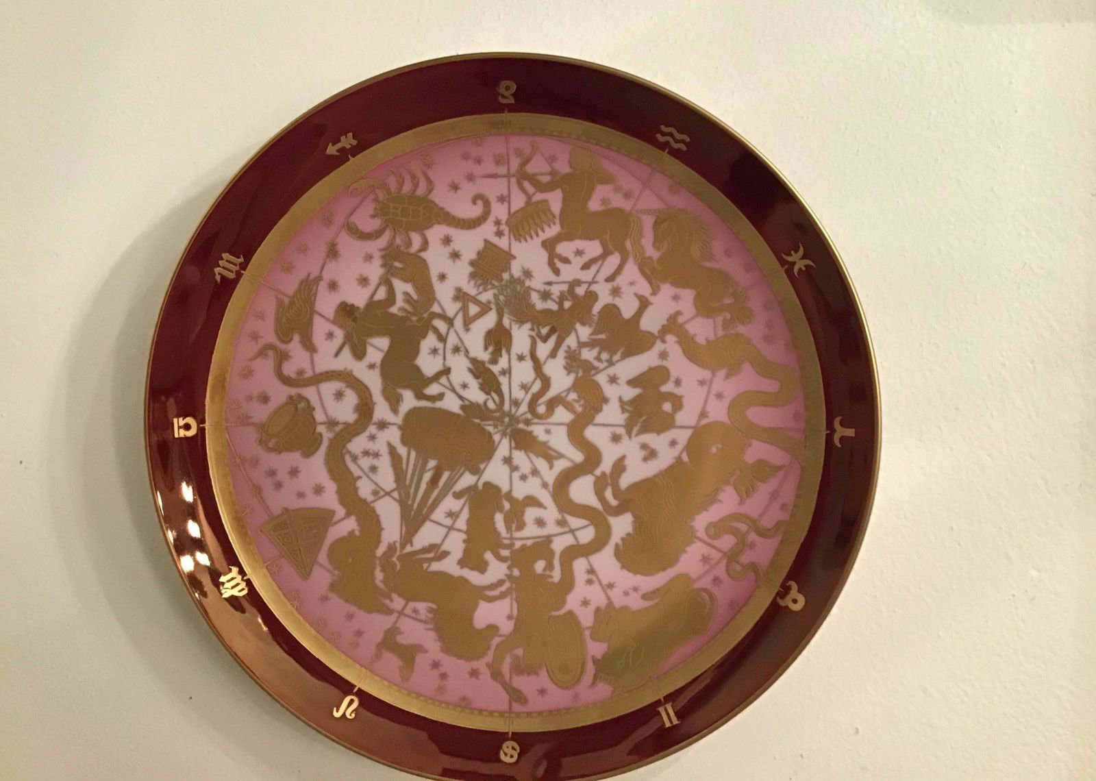 Morbelli Porcelain Wall Plate “Planisfero Celeste“ Worked With Pure Gold 1960 It photo Art
