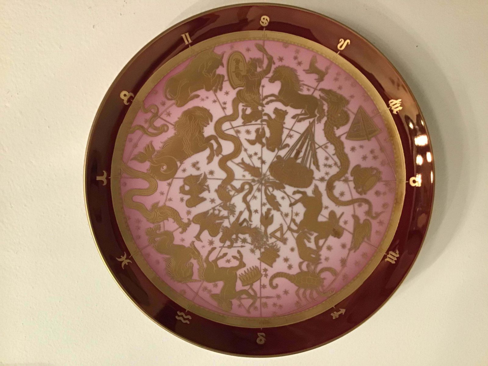 2621.0 Morbelli Porcelain Wall Plate “Planisfero Celeste“ Worked With Pure Gold 1960 It photo