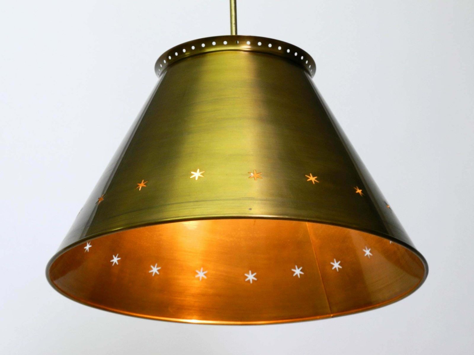 Great Italian Xxl Mid Century Brass Ceiling Lamps With Long Rod photo for sale