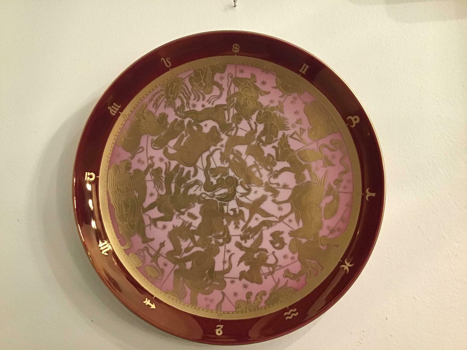 photo vinterior Morbelli Porcelain Wall Plate “Planisfero Celeste” Worked With Pure Gold 1960 It