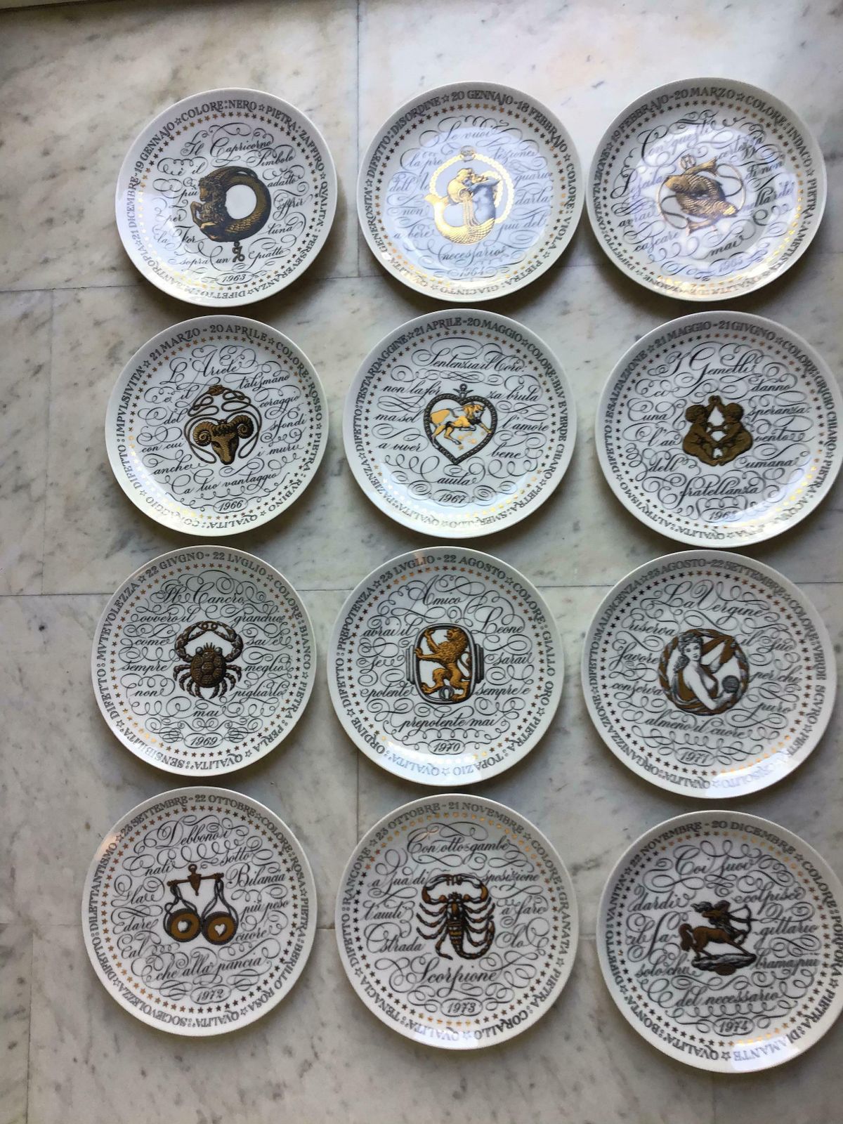 Piero Fornasetti Complete Zodiac Sign From 1964 1974 Porcelain, Italy photo furniture