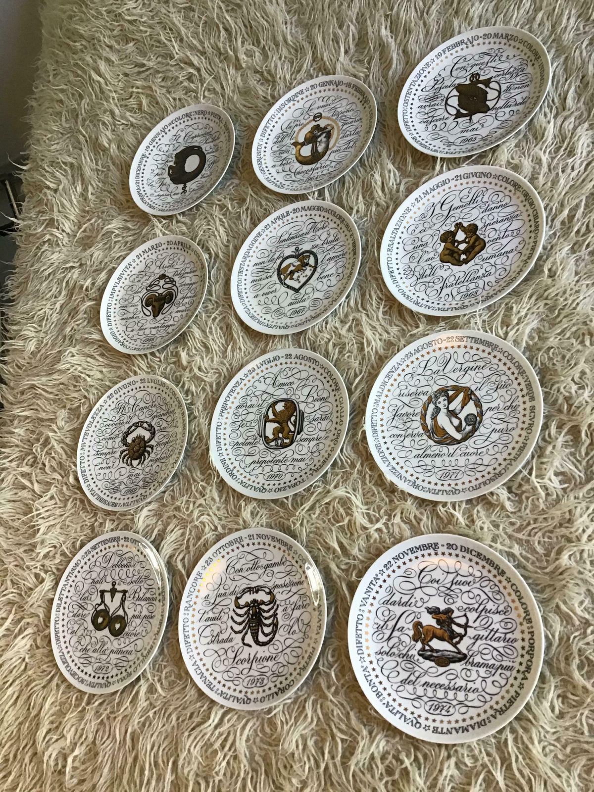 Piero Fornasetti Complete Zodiac Sign From 1964 1974 Porcelain, Italy photo buy