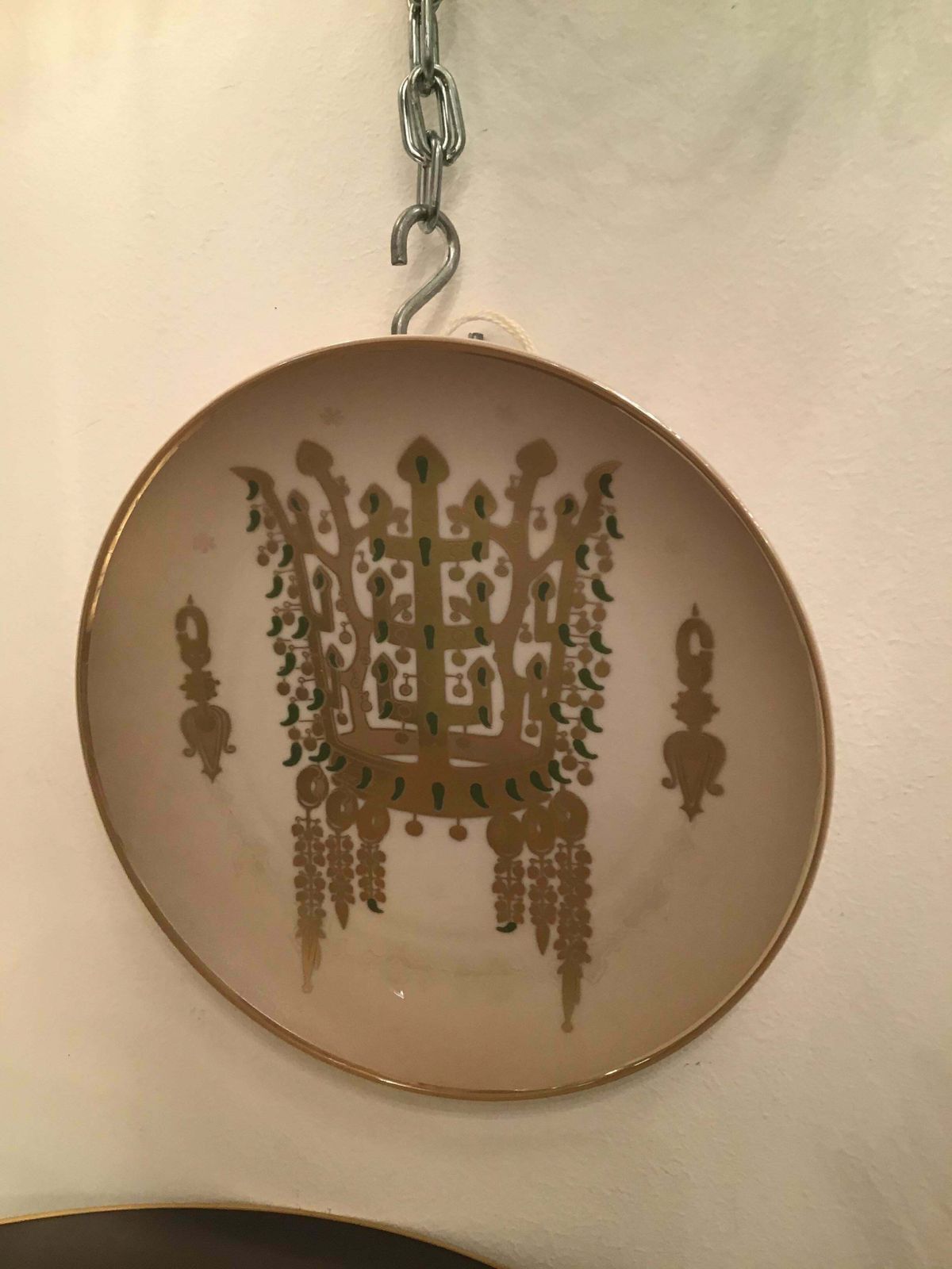 Morbelli Porcelain “Dinastia Silla” Wall Plates Worked With Pure Gold 1960 Italy photo vinterior