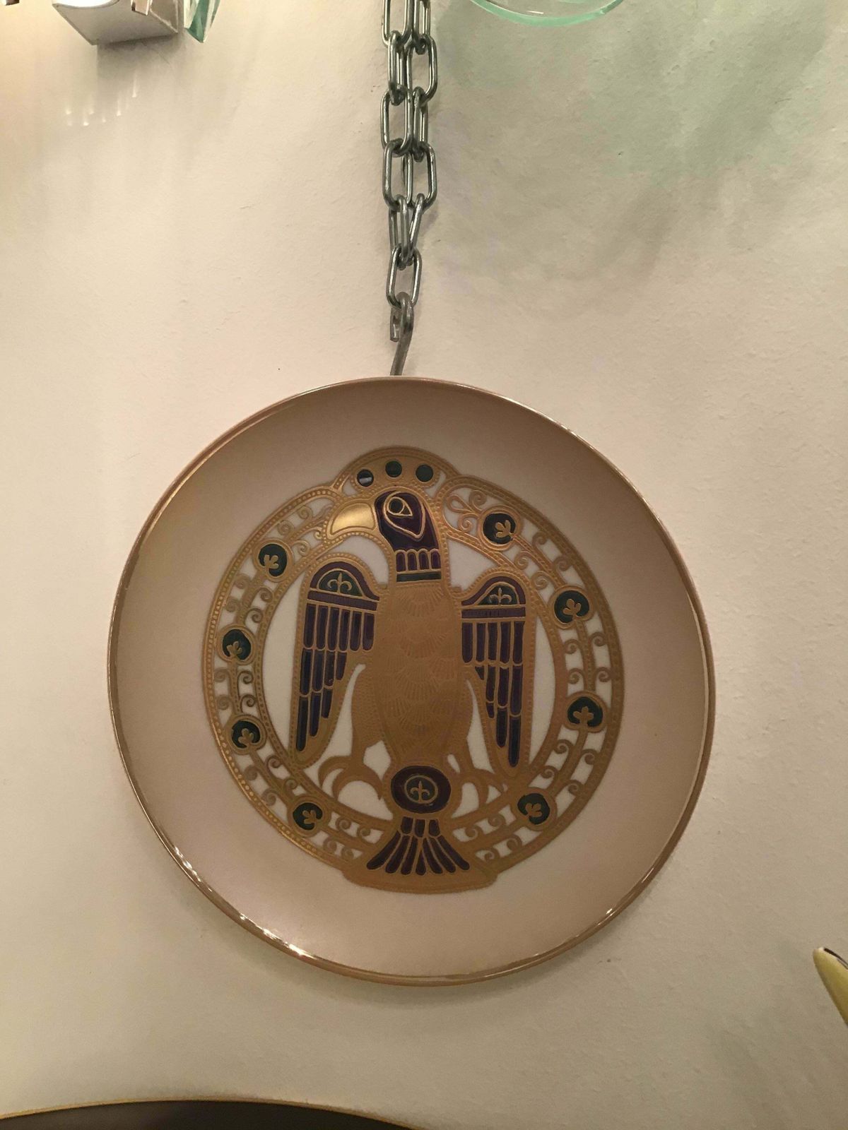 Morbelli Porcelain “Gioiellò Germany Wall Plate Worked With Pure Gold 1960 Italy photo for sale