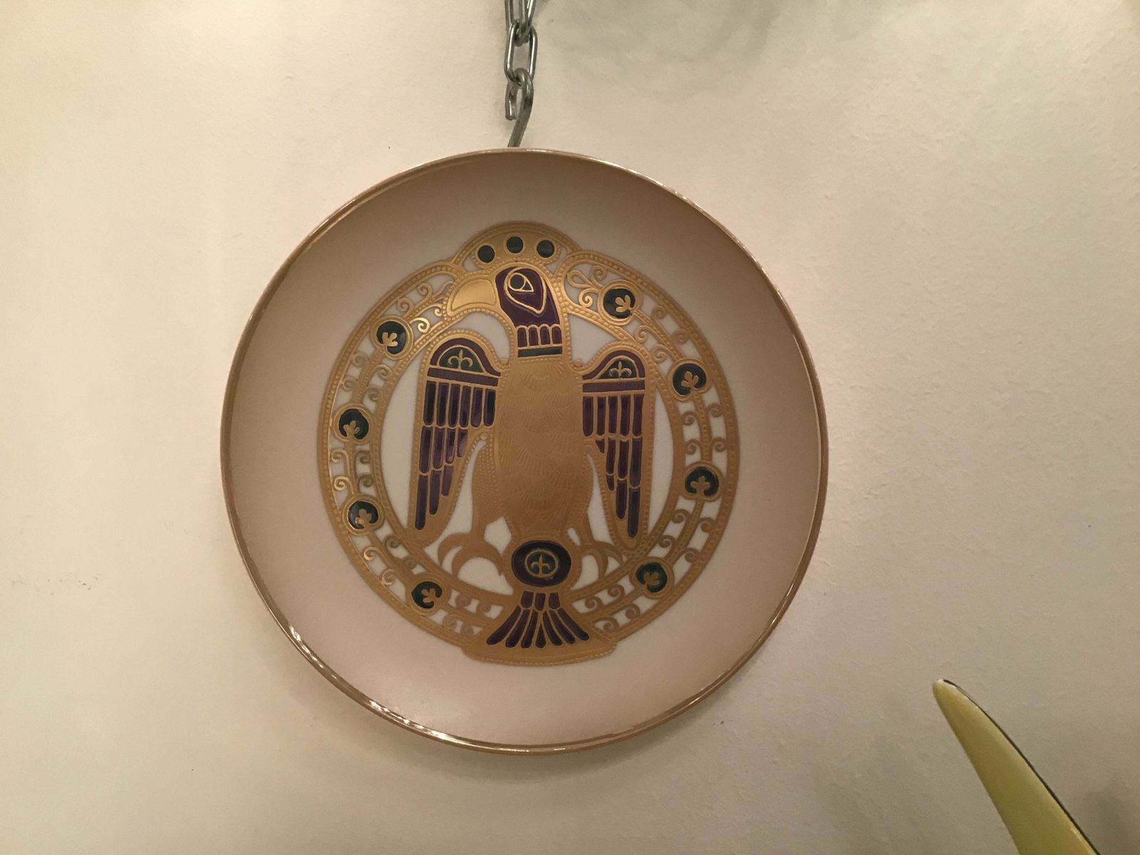 Morbelli Porcelain “Gioiellò Germany Wall Plate Worked With Pure Gold 1960 Italy photo Art