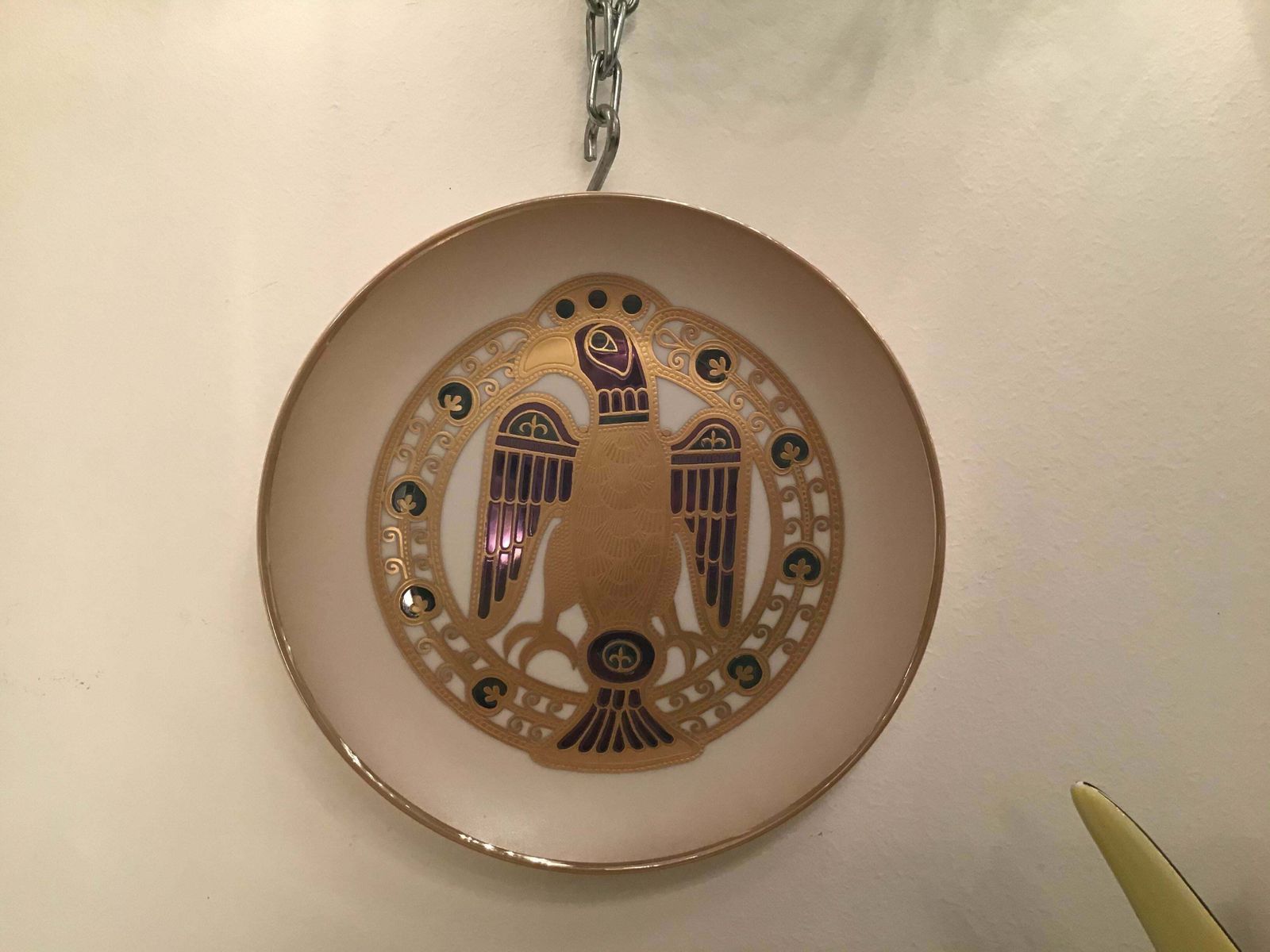 Morbelli Porcelain “Gioiellò Germany Wall Plate Worked With Pure Gold 1960 Italy photo buy
