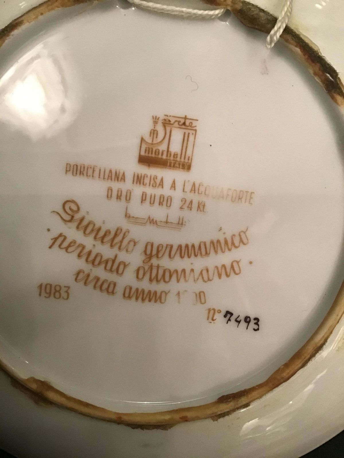 photo furniture Morbelli Porcelain “Gioiellò Germany Wall Plate Worked With Pure Gold 1960 Italy