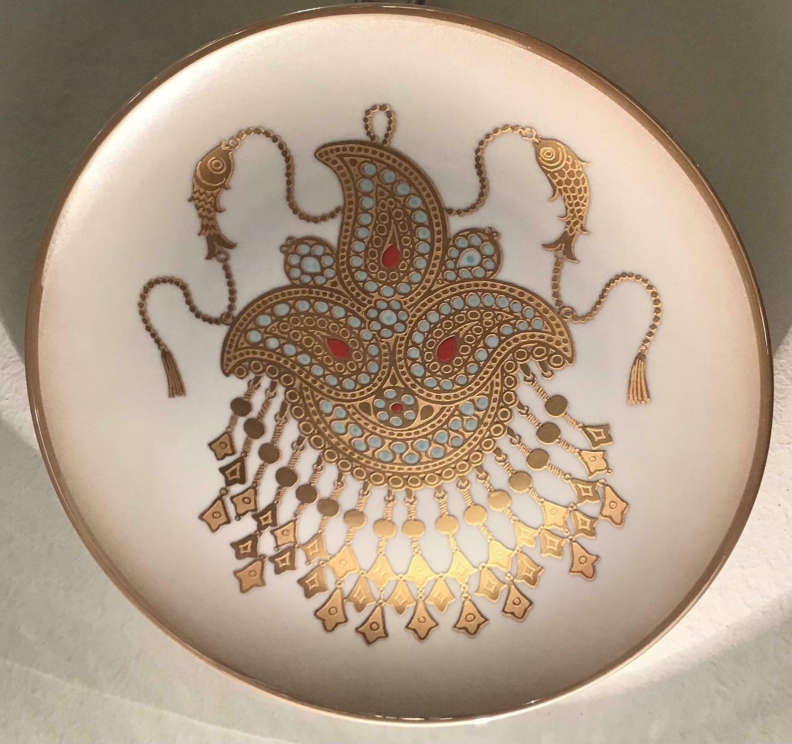 Morbelli Porcelain Wall Plates Worked With Pure Gold, 1960, Italy photo 1084.0