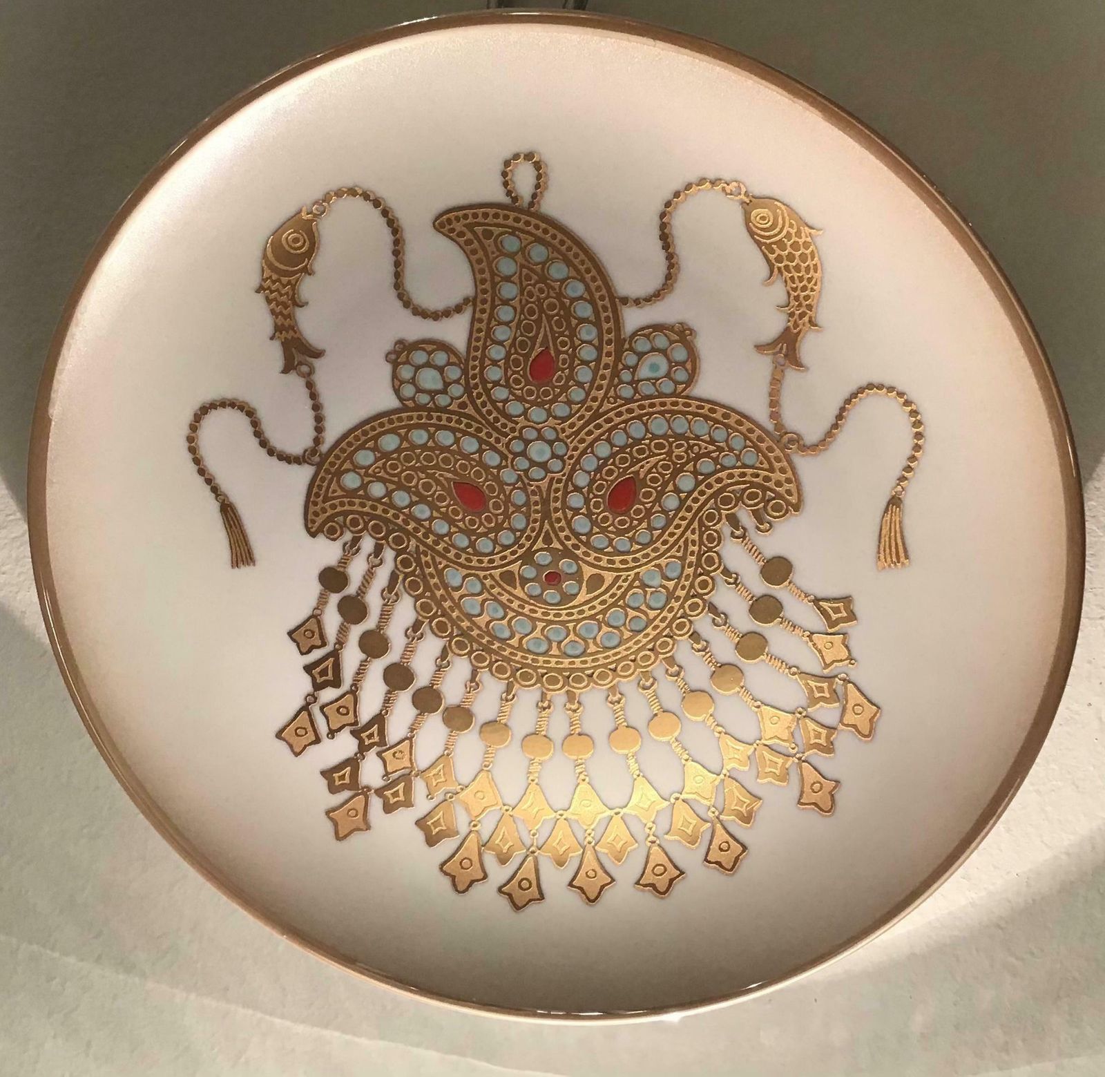 Morbelli Porcelain Wall Plates Worked With Pure Gold, 1960, Italy photo buy