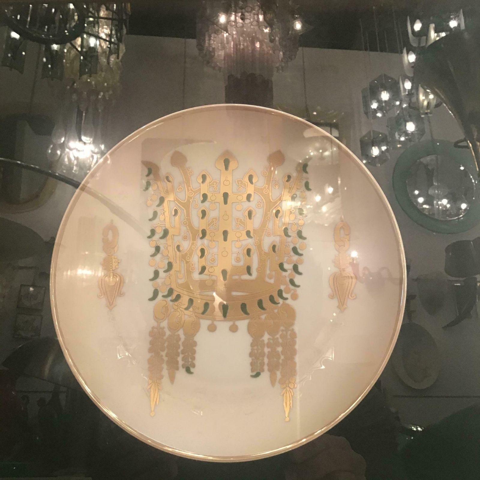 Morbelli Porcelain Wall Plates Worked With Pure Gold 1960 Italy photo furniture