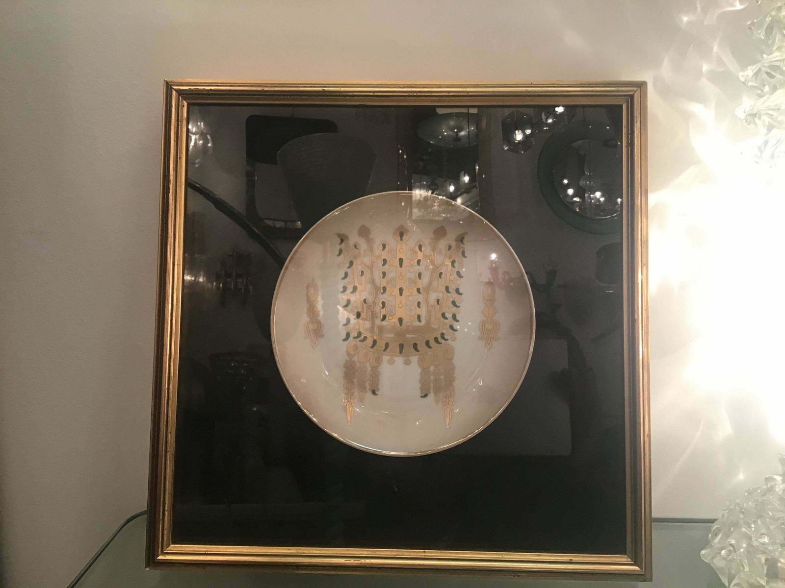 Morbelli Porcelain Wall Plates Worked With Pure Gold 1960 Italy photo vintage