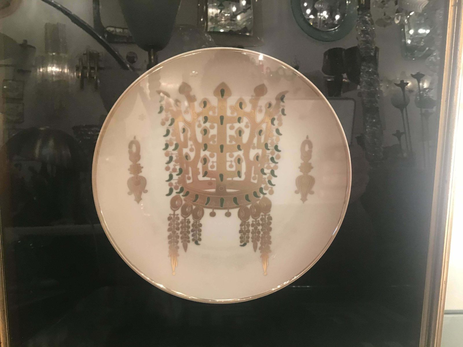 1084.0 Morbelli Porcelain Wall Plates Worked With Pure Gold 1960 Italy photo