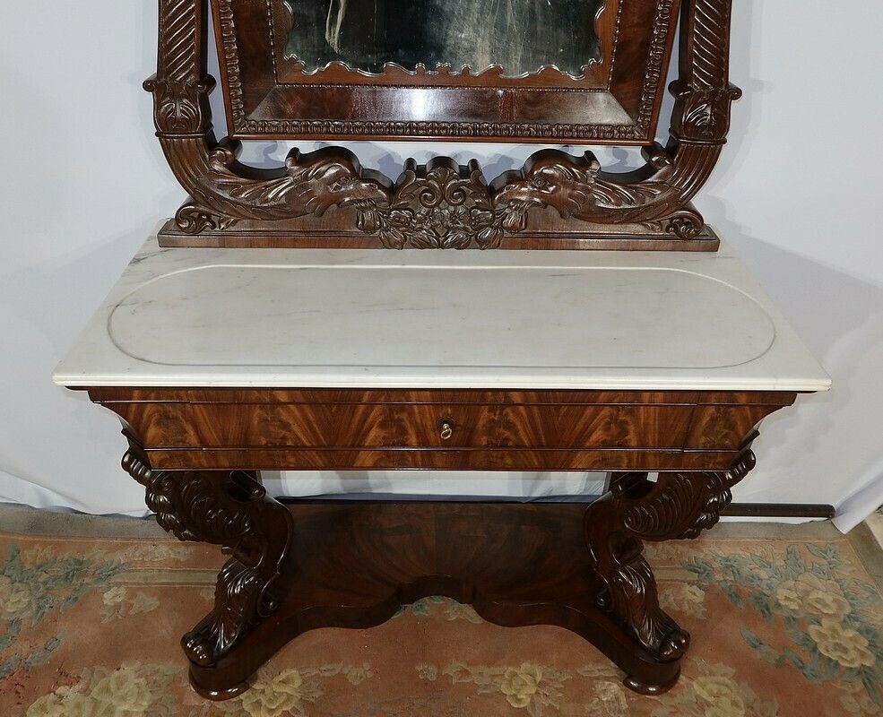 5016.1 Important Writing Dresser In Mahogany, Restoration Period Early, 19th Century photo