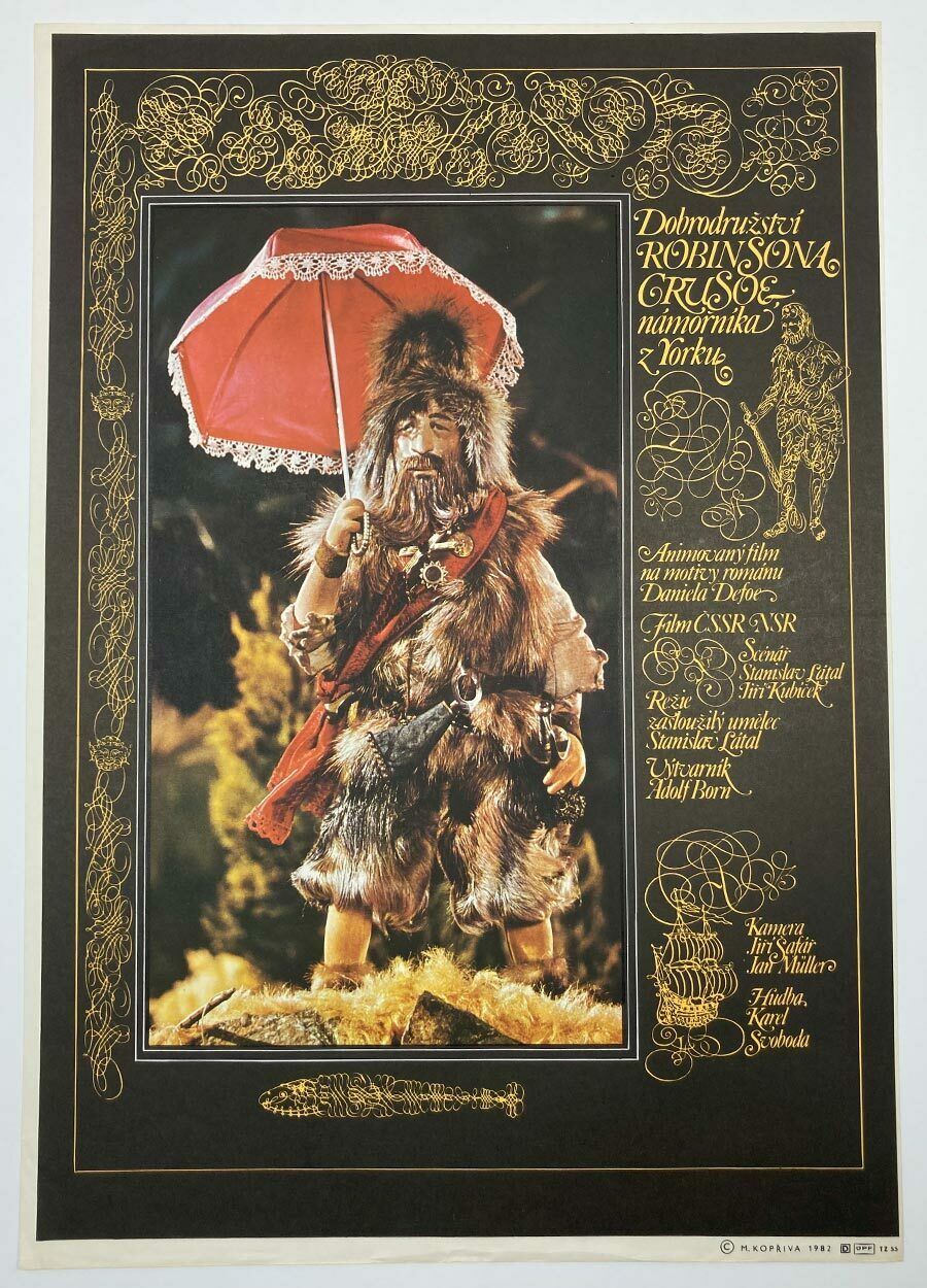 Original Film Poster, Adventures Of Robinson Crusoe, Milan Kopřiva, 1982, Genuine Czech Vintage Print