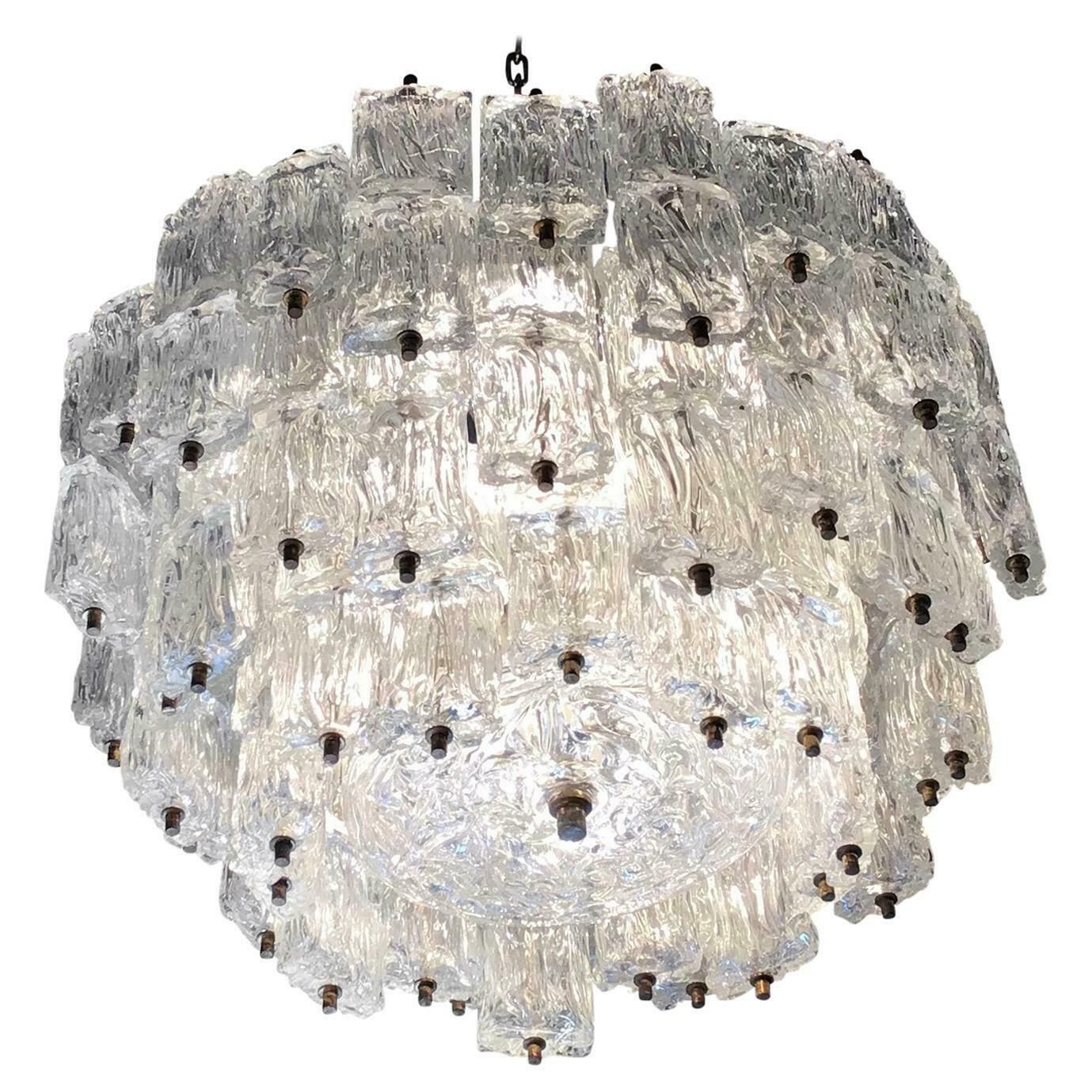 Venini Toni Zuccheri Chandelier Murano Glass Brass 1950 Italy