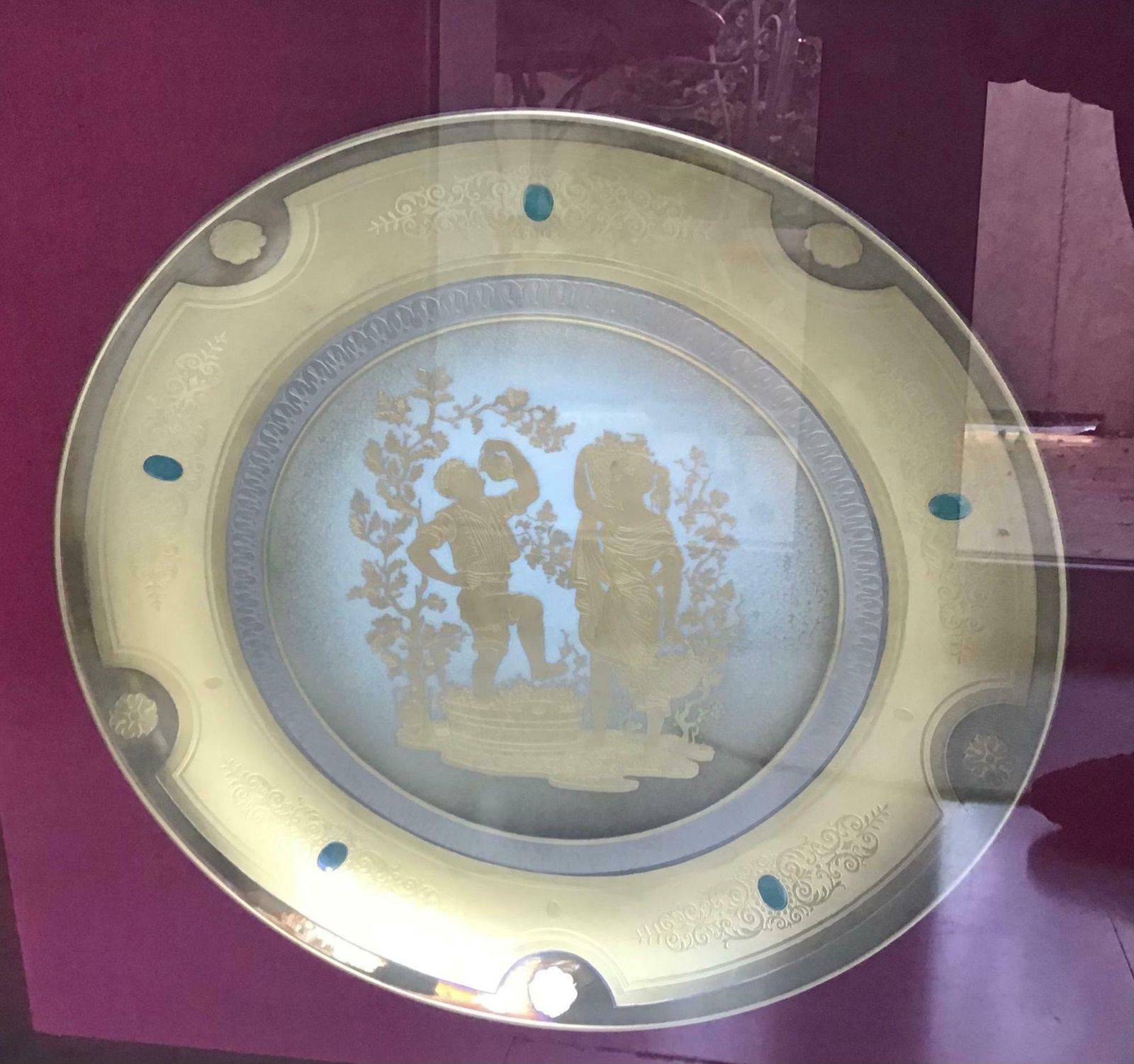 Art Morbelli Porcelain Wall Plate “The Harvest” Worked With Pure Gold, 1960, Italy photo