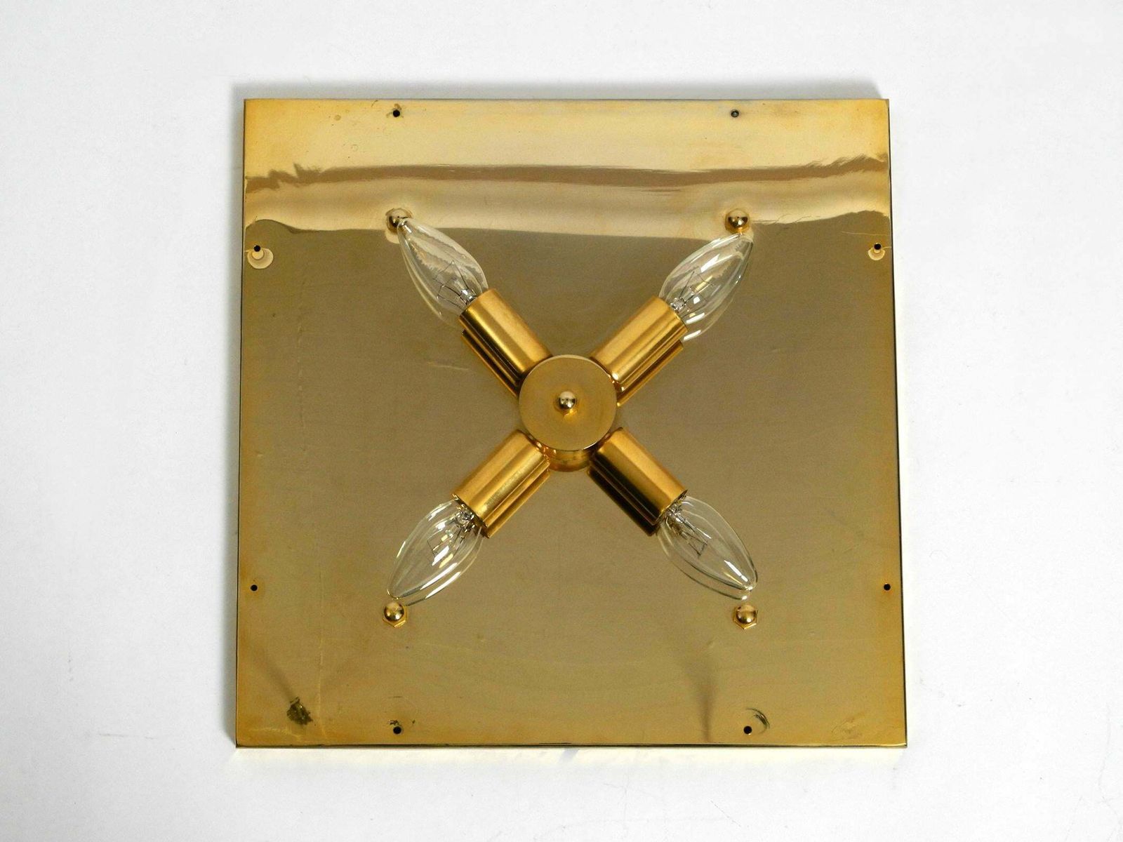 photo furniture Rare Square 1960s Brass Wall Backlit Mirror Frame With Glass Beads By Palwa