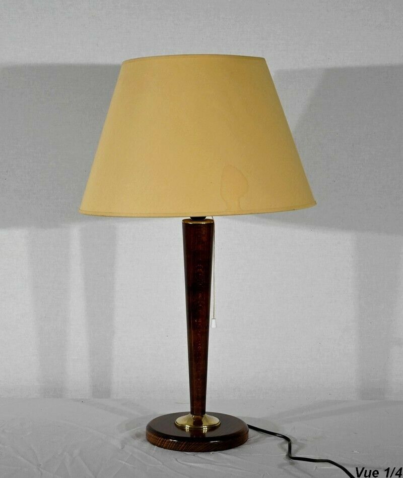 Lighting Mahogany And Brass Lamp, After Mazda – 1950 photo