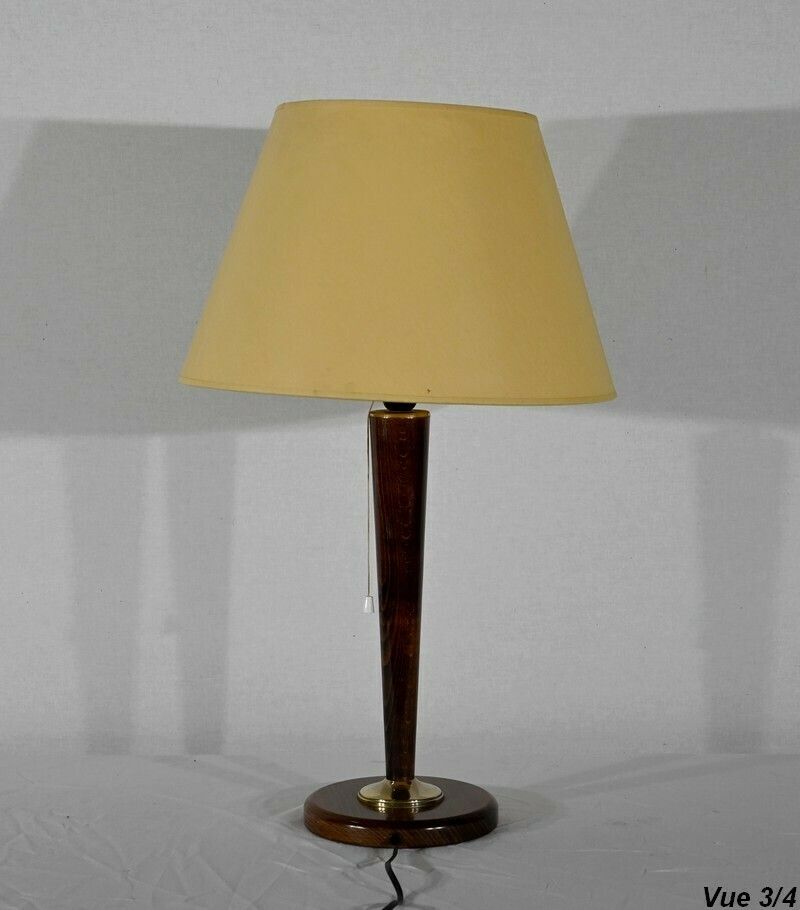 photo vinterior Mahogany And Brass Lamp, After Mazda – 1950