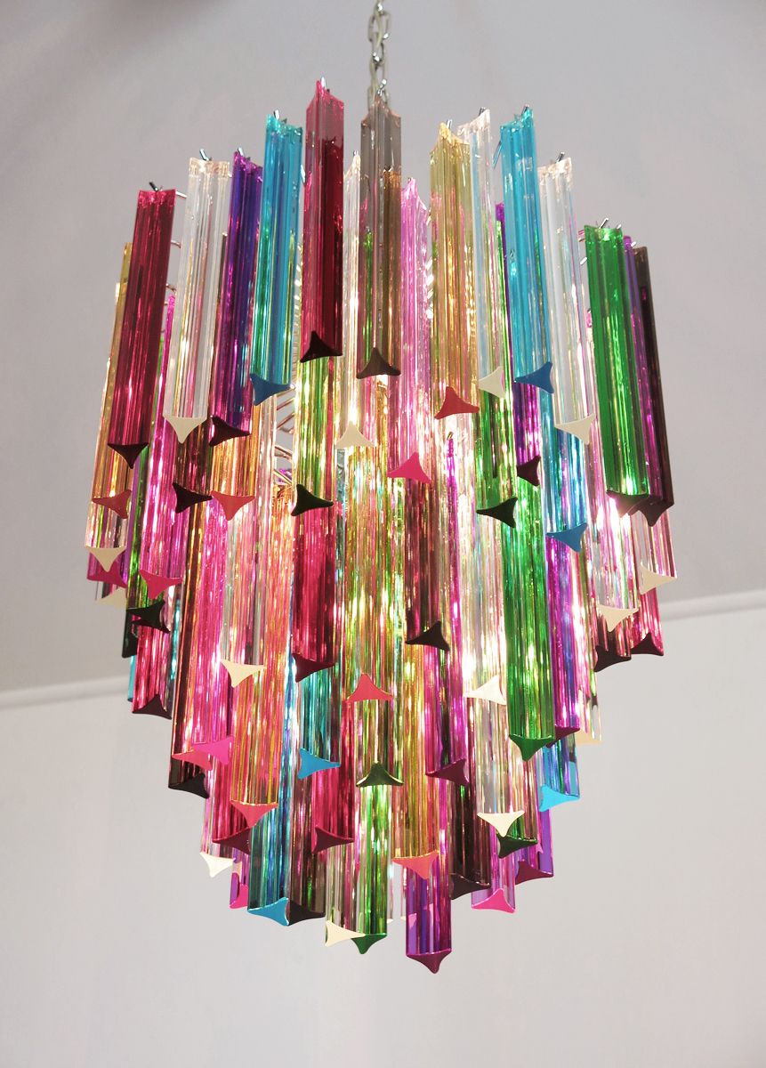 Murano Chandelier Triedri – 92 Prism   Multicolored Glasses photo 1610.0