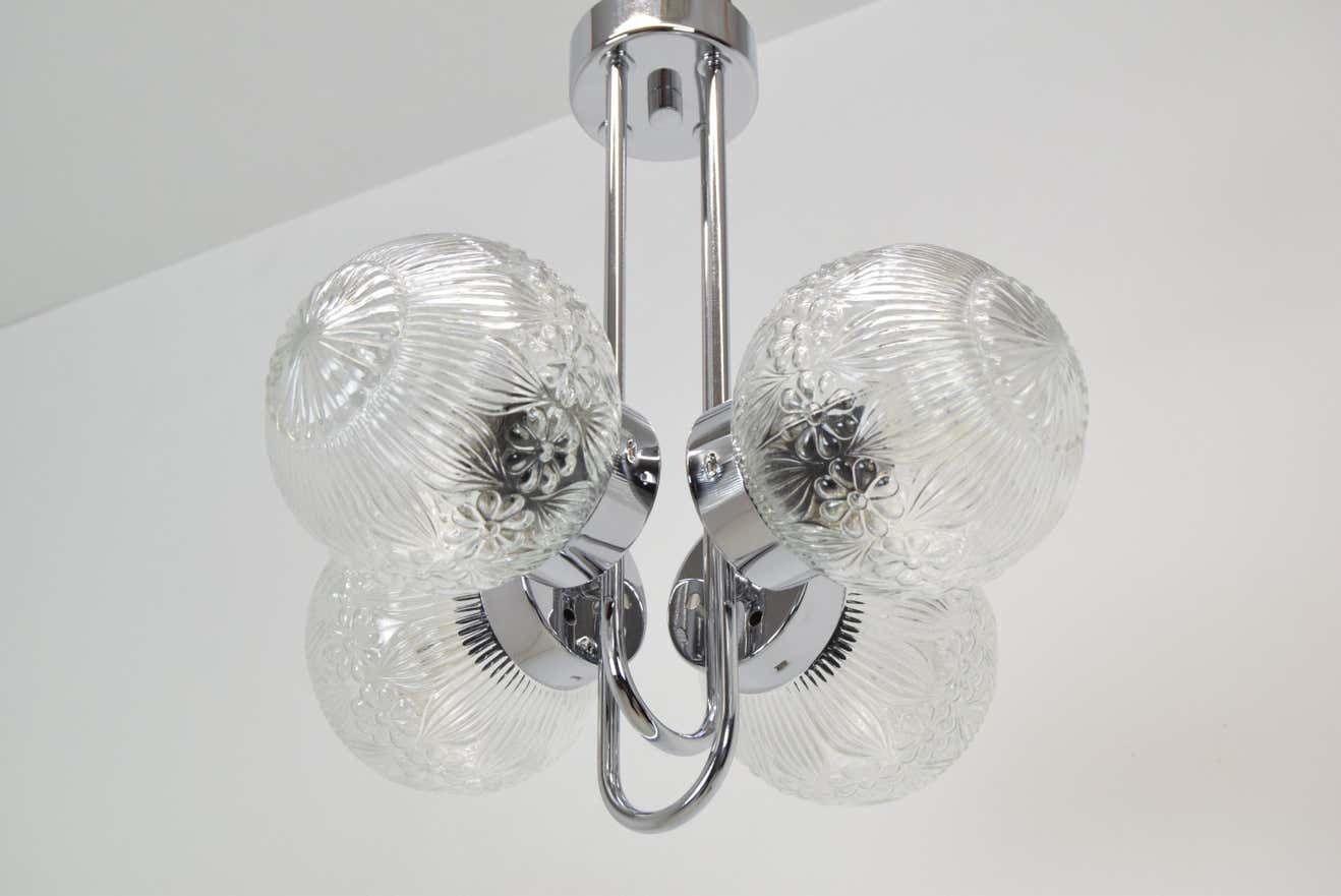 Pair Of Mid Century Chrome Chandeliers By Instala Decin,1970's photo Lighting