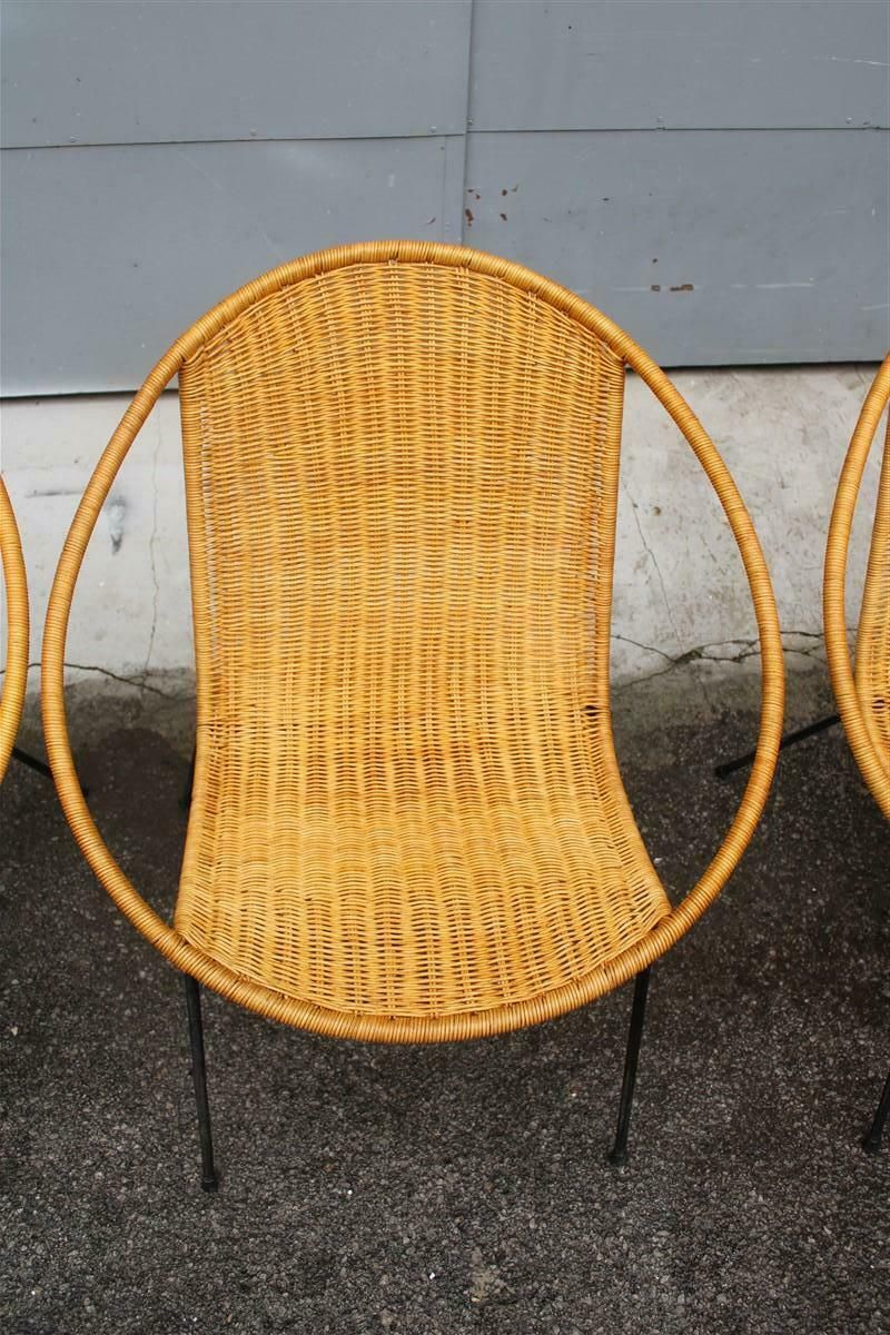 Set Campo & Graffi Garden Armchairs In Metal And Wicker Italy Design, 1950s photo Garden Furniture