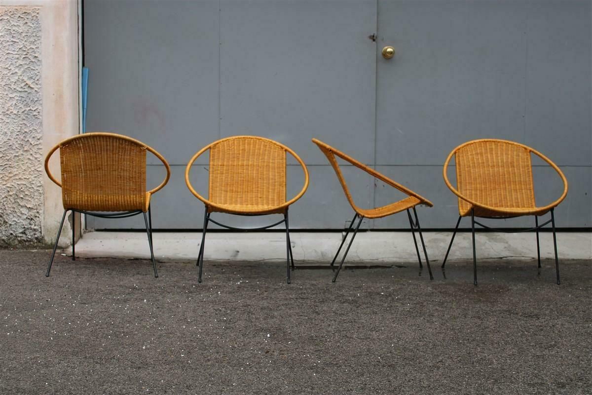 Set Campo & Graffi Garden Armchairs In Metal And Wicker Italy Design, 1950s photo 7049.0