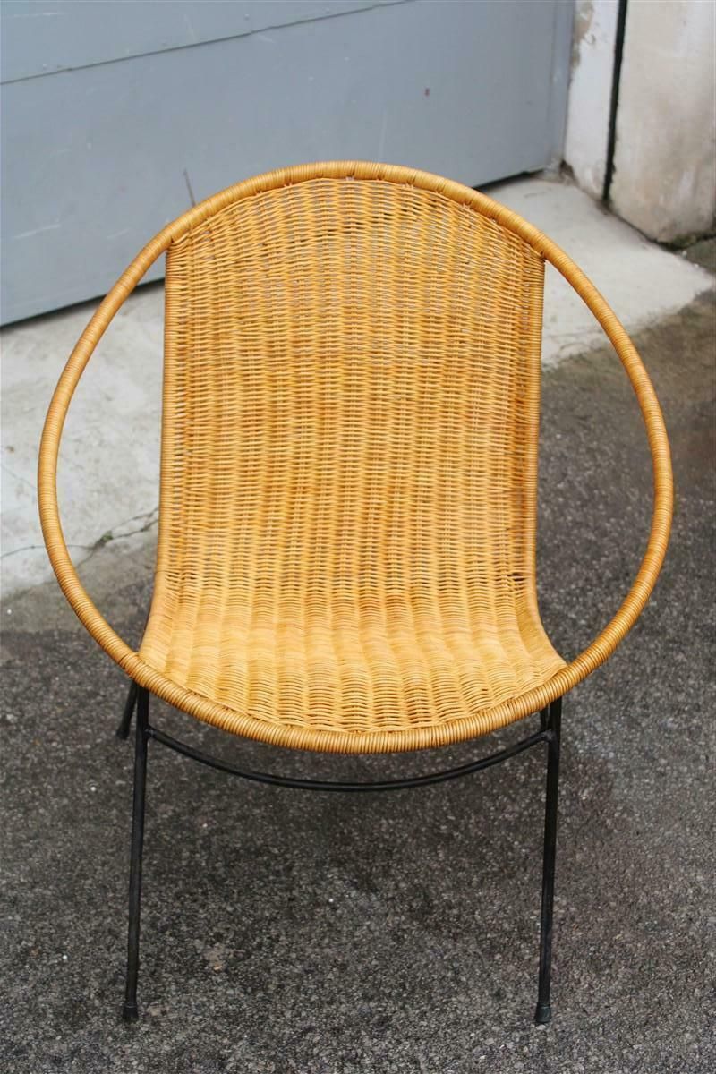 photo furniture Set Campo & Graffi Garden Armchairs In Metal And Wicker Italy Design, 1950s