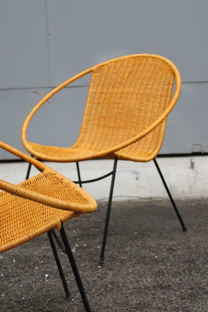 Garden Furniture Set Campo & Graffi Garden Armchairs In Metal And Wicker Italy Design, 1950s photo