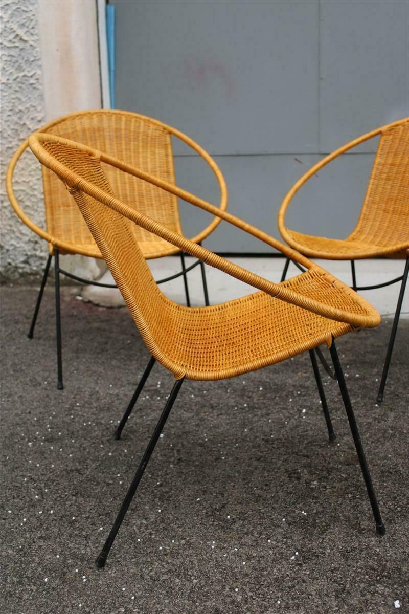 7049.0 Set Campo & Graffi Garden Armchairs In Metal And Wicker Italy Design, 1950s photo