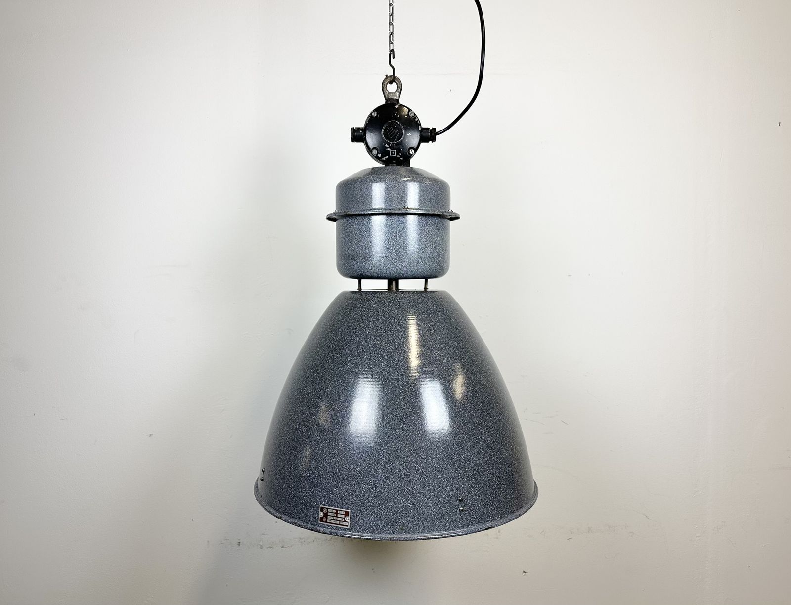 Large Grey Enamel Industrial Factory Lamp From Elektrosvit, 1960s photo buy