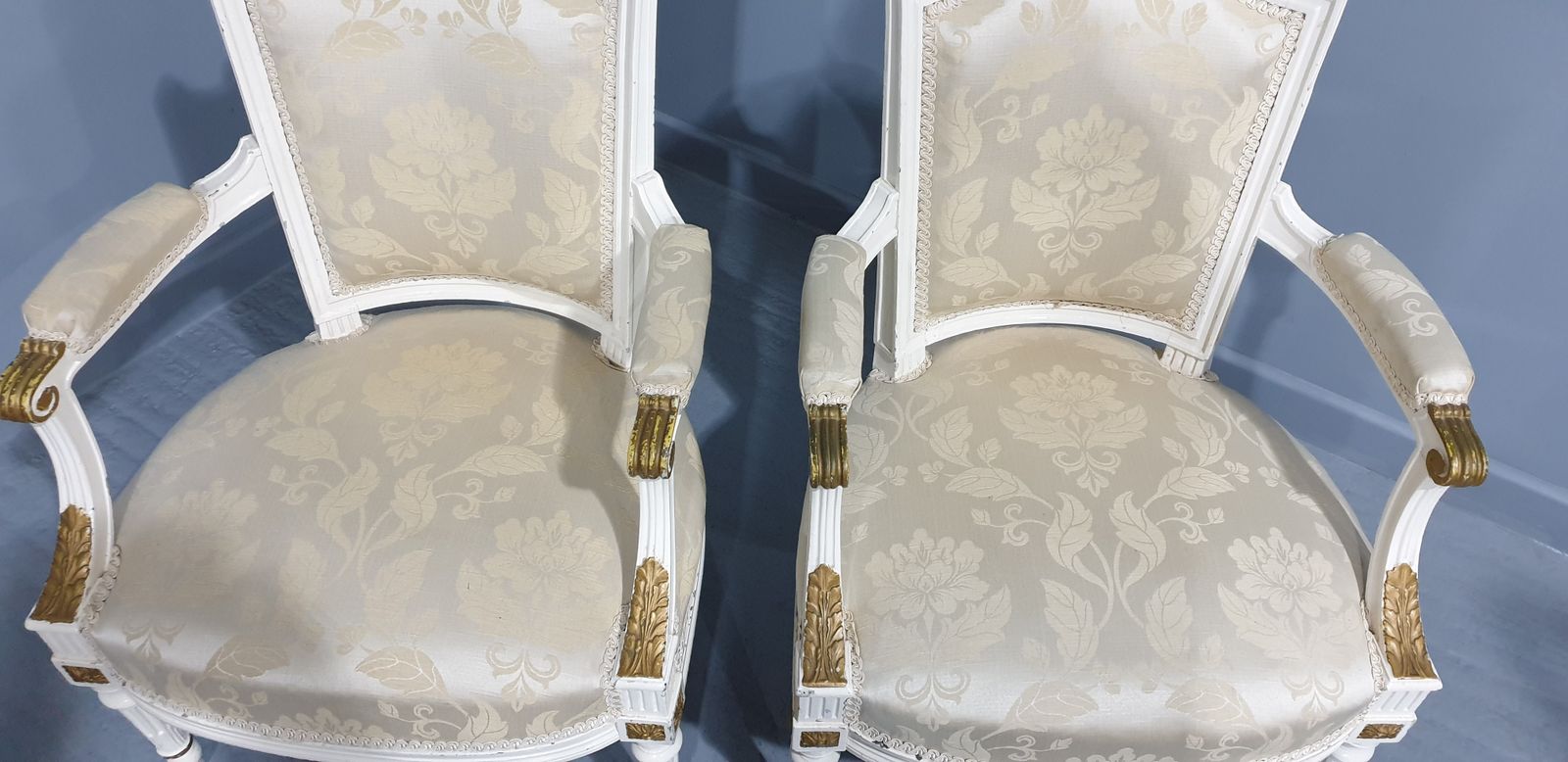 Furniture Pair French Painted French Armchairs photo