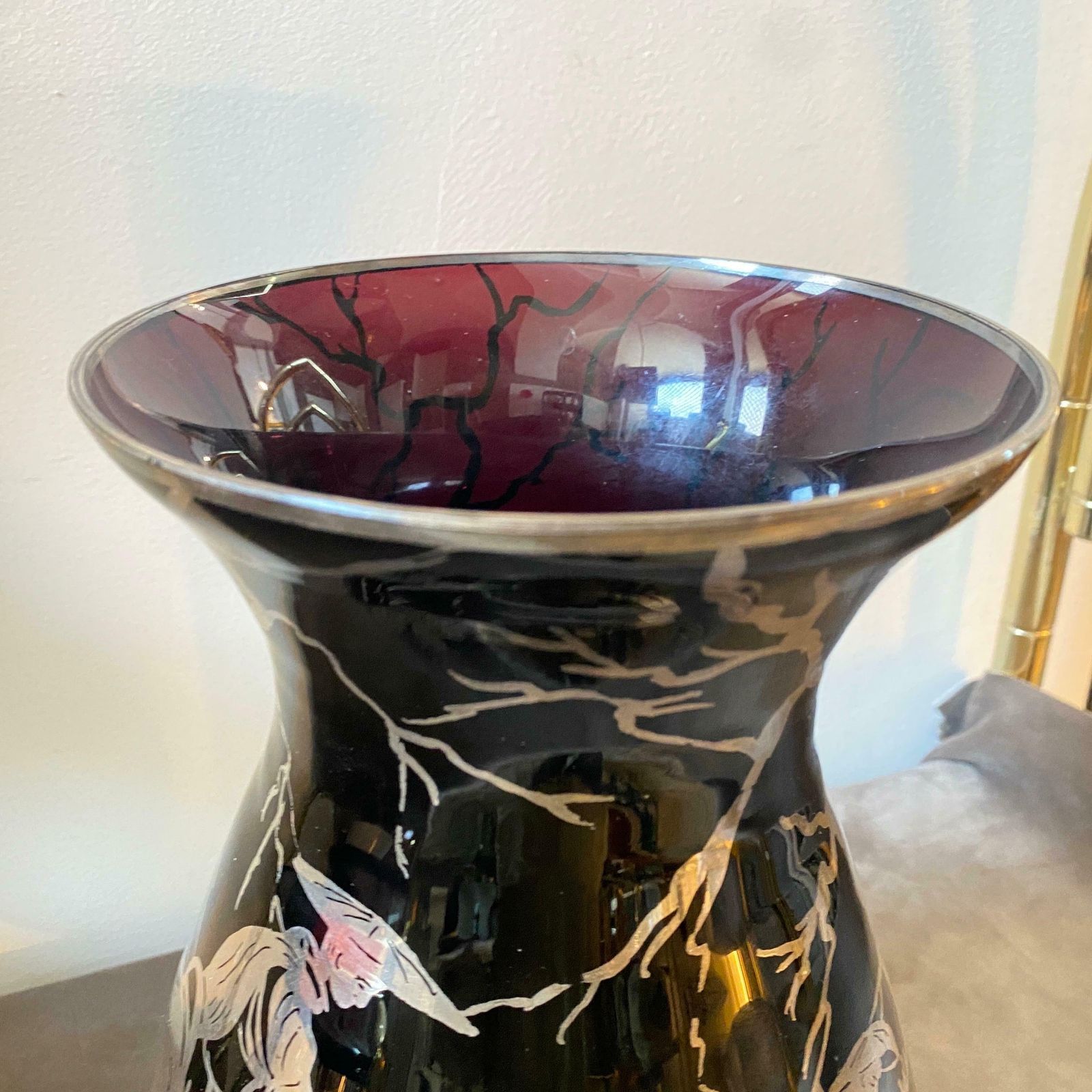 1930s Purple Glass And Sterling Silver Orientalist Italian Vase photo 678.0