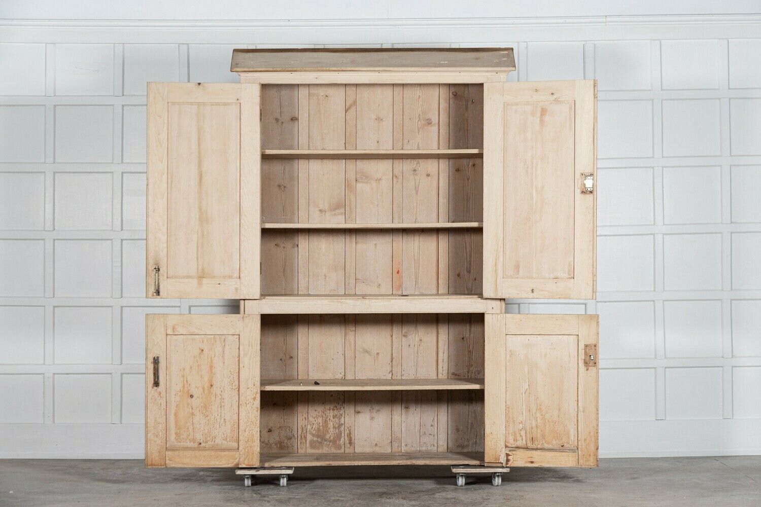 Large 19thc English Estate Made Pine Housekeepers Cupboard photo for sale