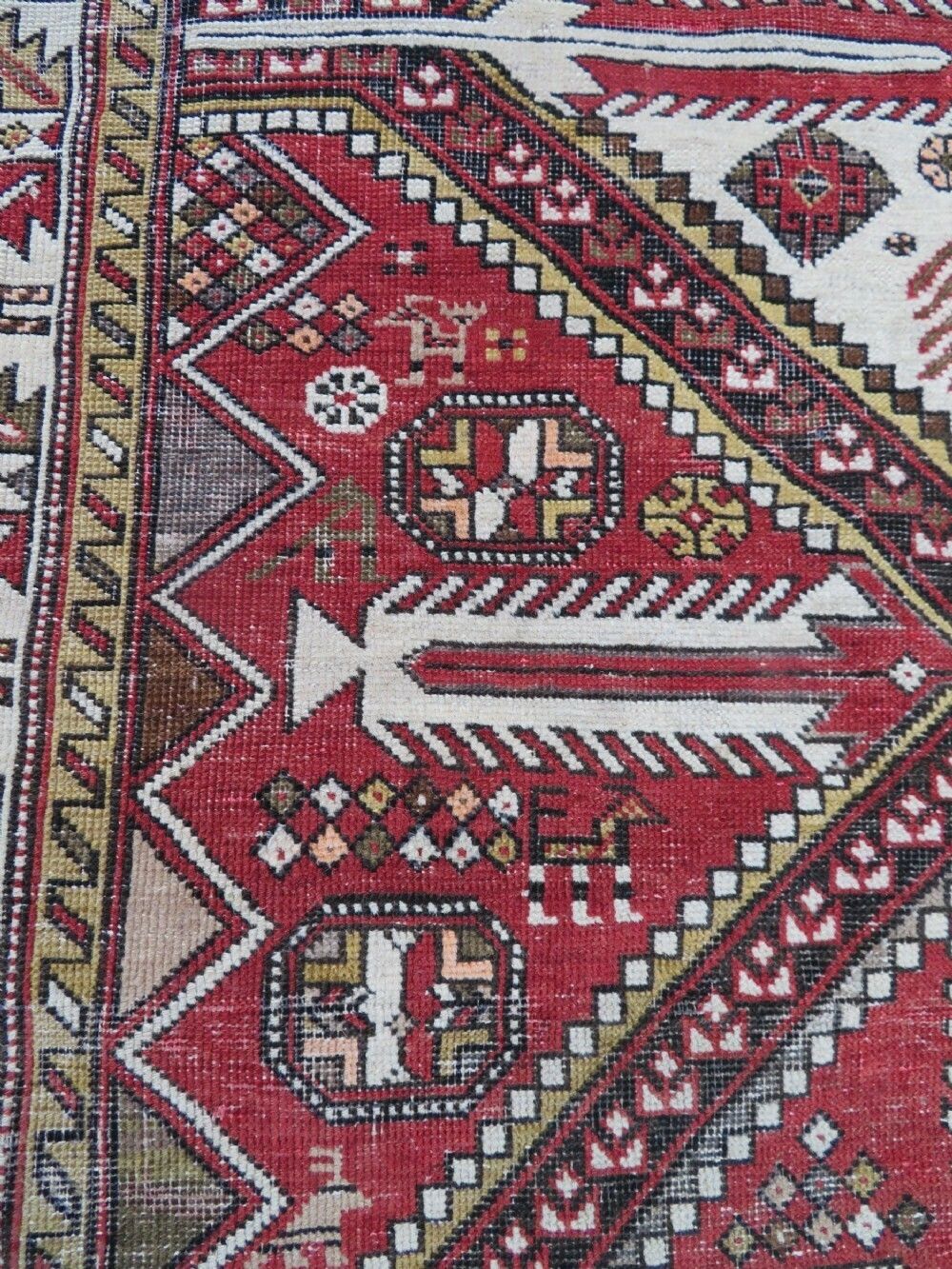 photo for sale Antique Caucasian Shirvan Rug. Bird & Animal Motifs. Last Quarter 19th Century. 160cm X 122cm.